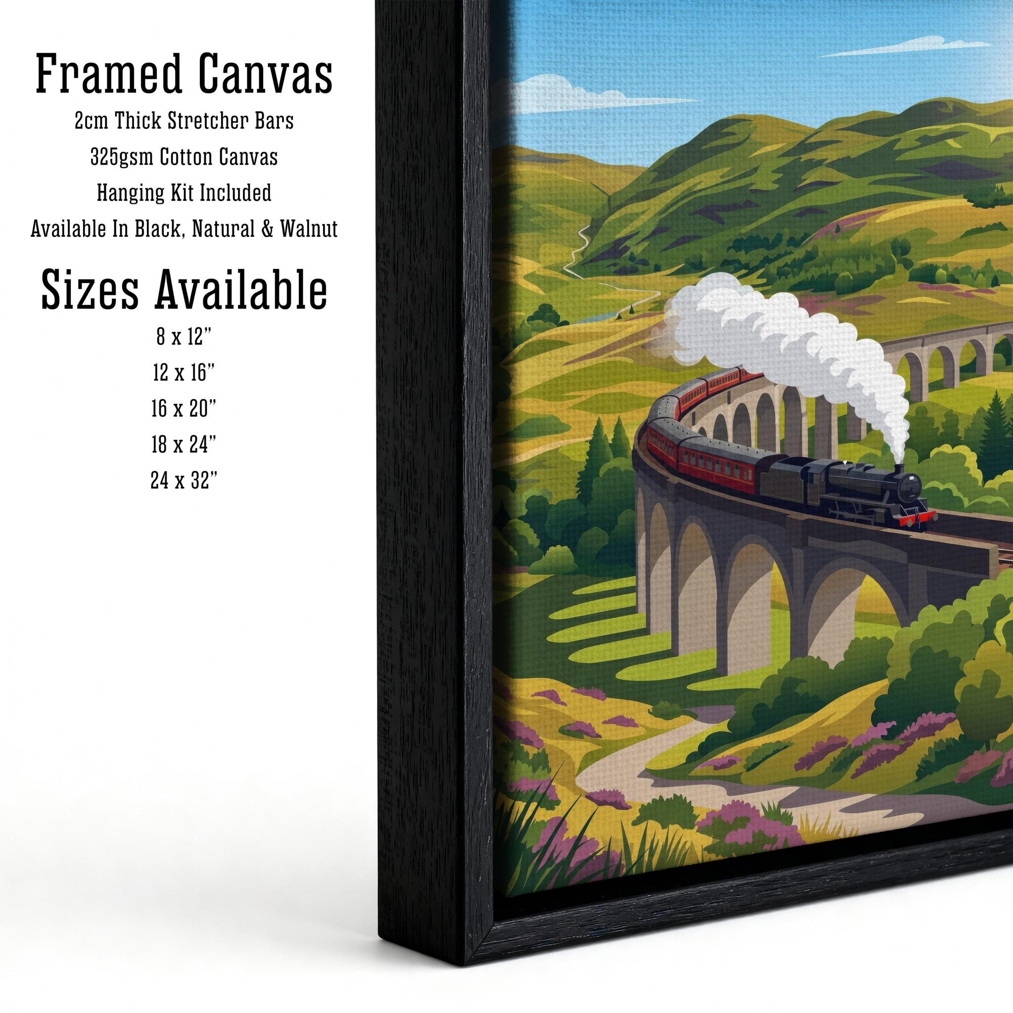 Glenfinnan Viaduct Travel Poster Print Scotland Wall Art Highland Landscape Decor Gift for UK Travel Lovers and Scenic Railway Fans