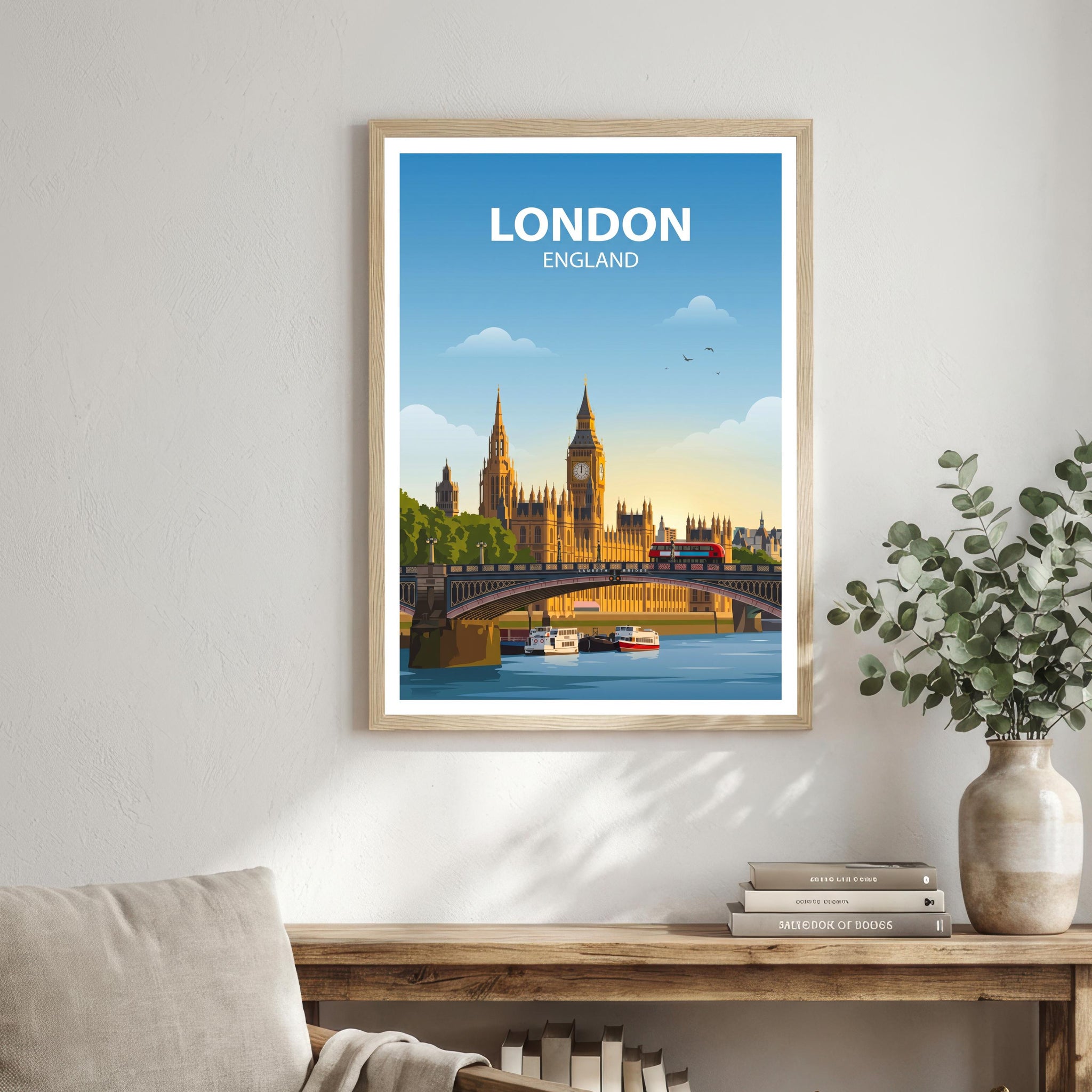 London England Skyline Travel Poster Print – Iconic Cityscape Wall Art