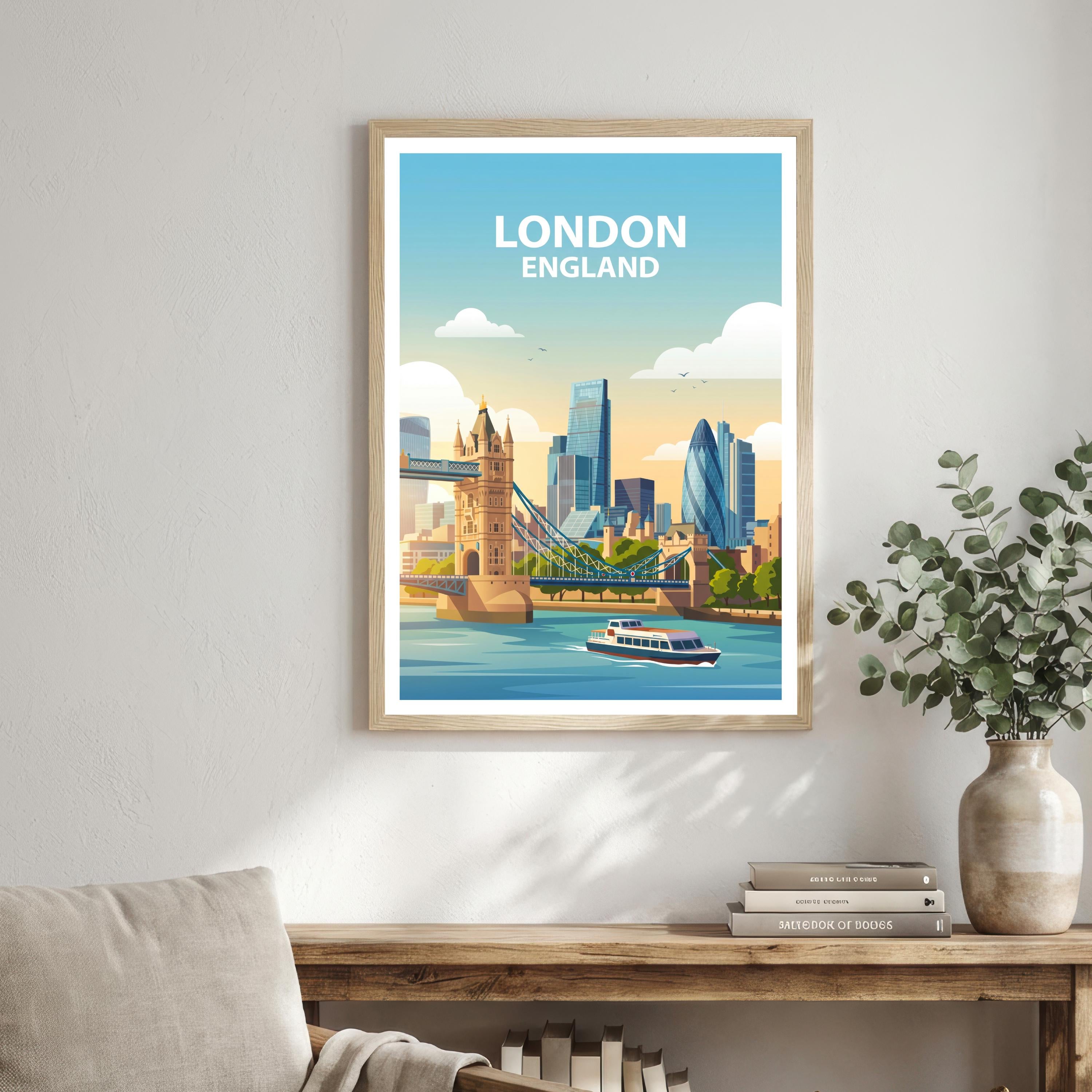 London England Skyline Travel Poster Print: Iconic Cityscape Wall Art