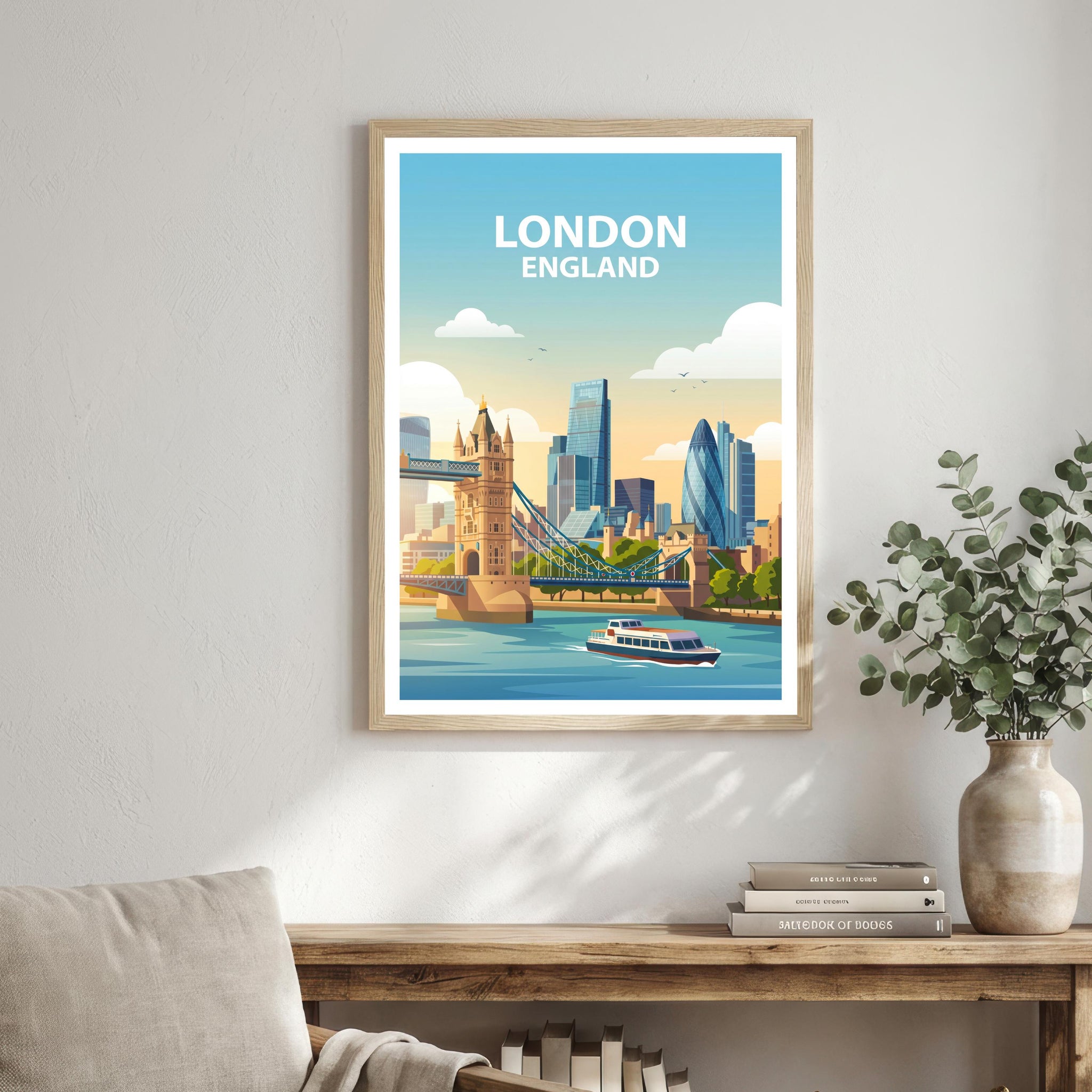 London England Skyline Travel Poster Print: Iconic Cityscape Wall Art