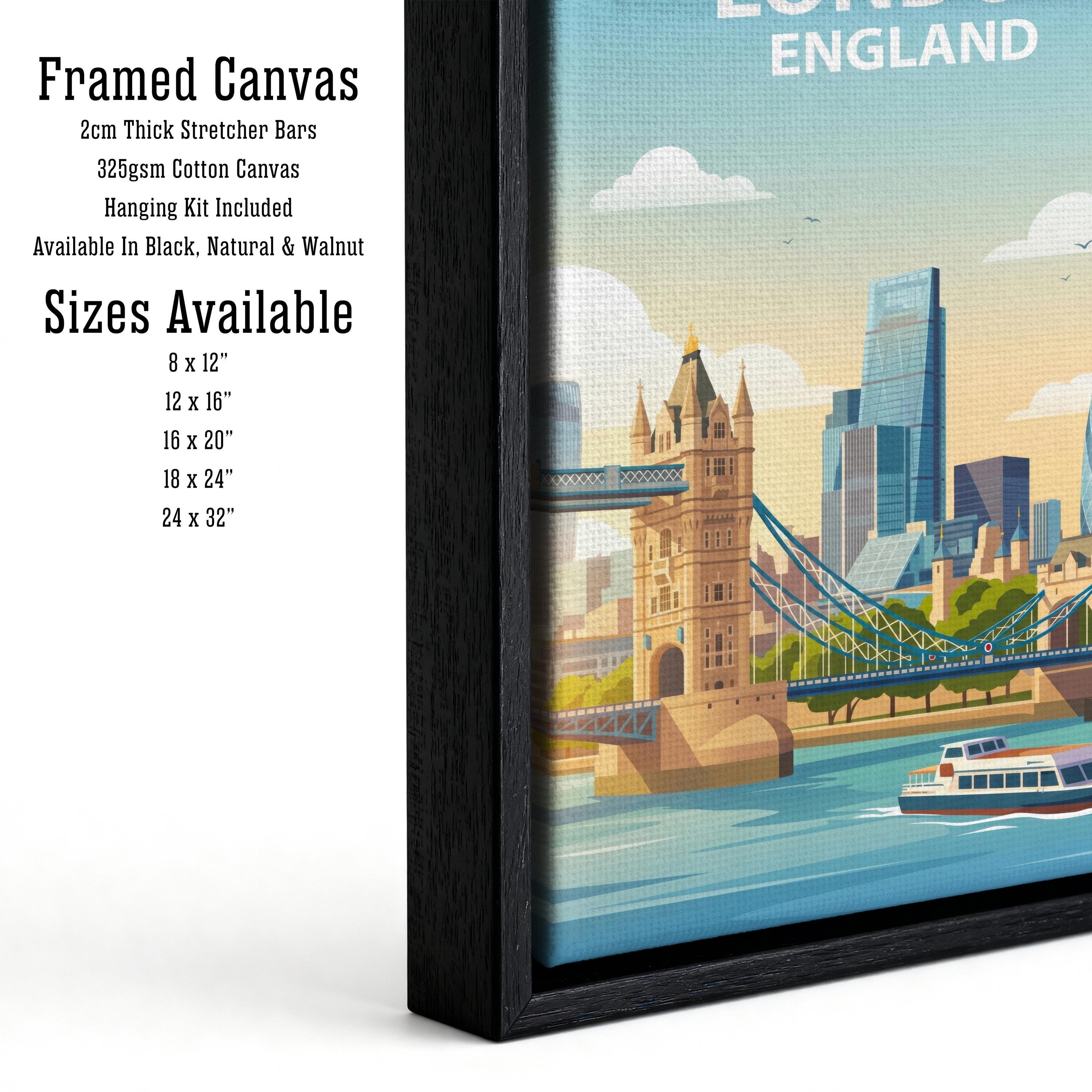 London England Skyline Travel Poster Print: Iconic Cityscape Wall Art