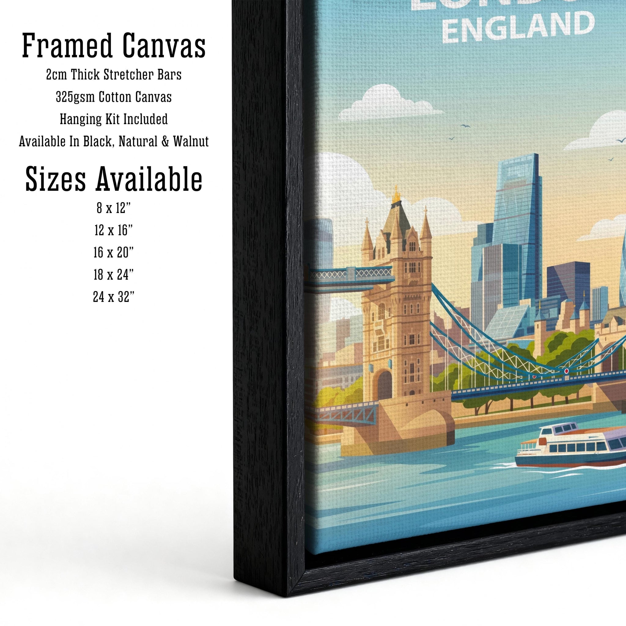 London England Skyline Travel Poster Print: Iconic Cityscape Wall Art
