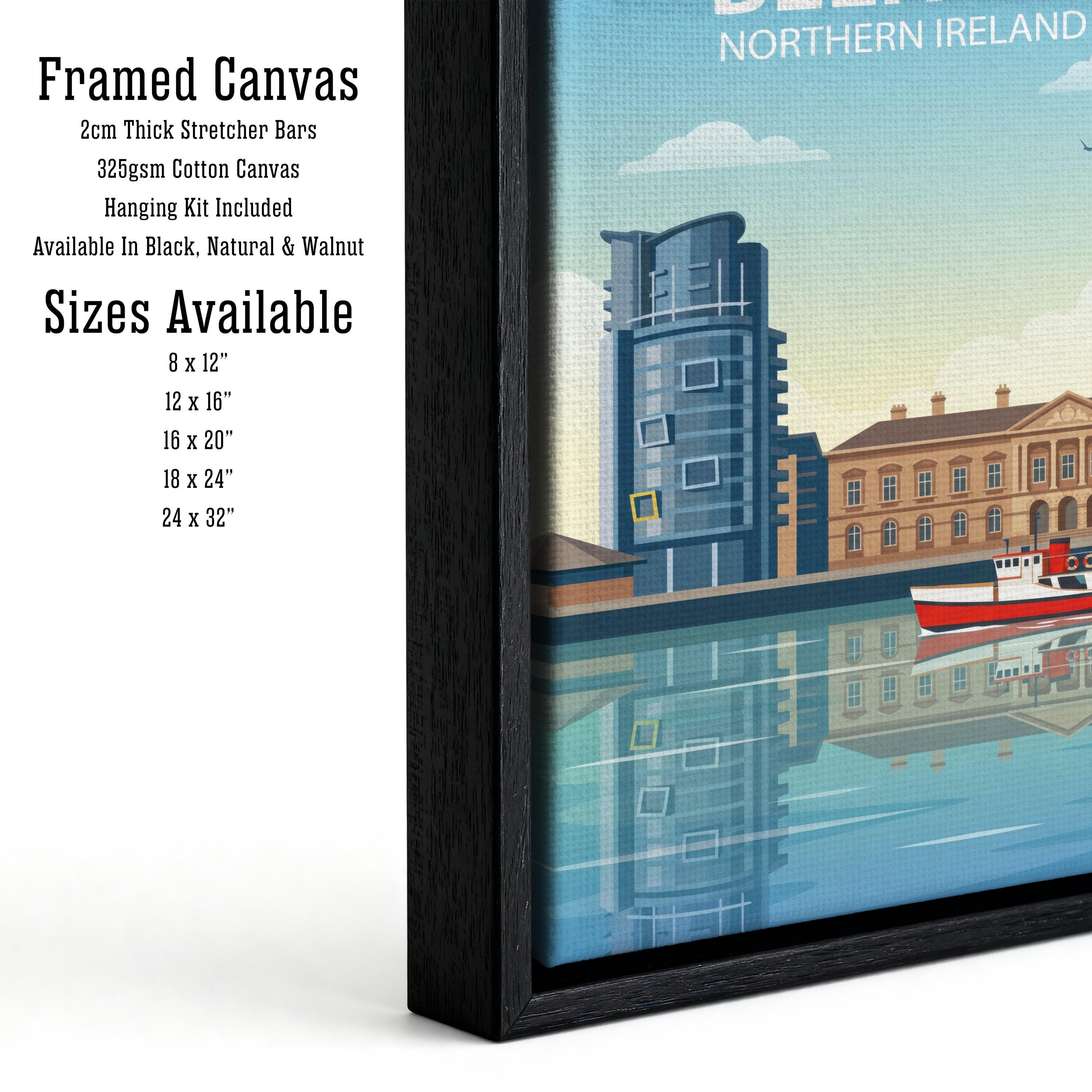 Belfast Northern Ireland Travel Poster Print UK Wall Art City Landscape Decor Gift for Travel Lovers and Fans of Scenic Urban Architecture