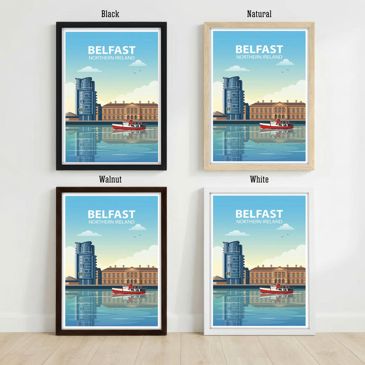 Belfast Northern Ireland Travel Poster Print UK Wall Art City Landscape Decor Gift for Travel Lovers and Fans of Scenic Urban Architecture