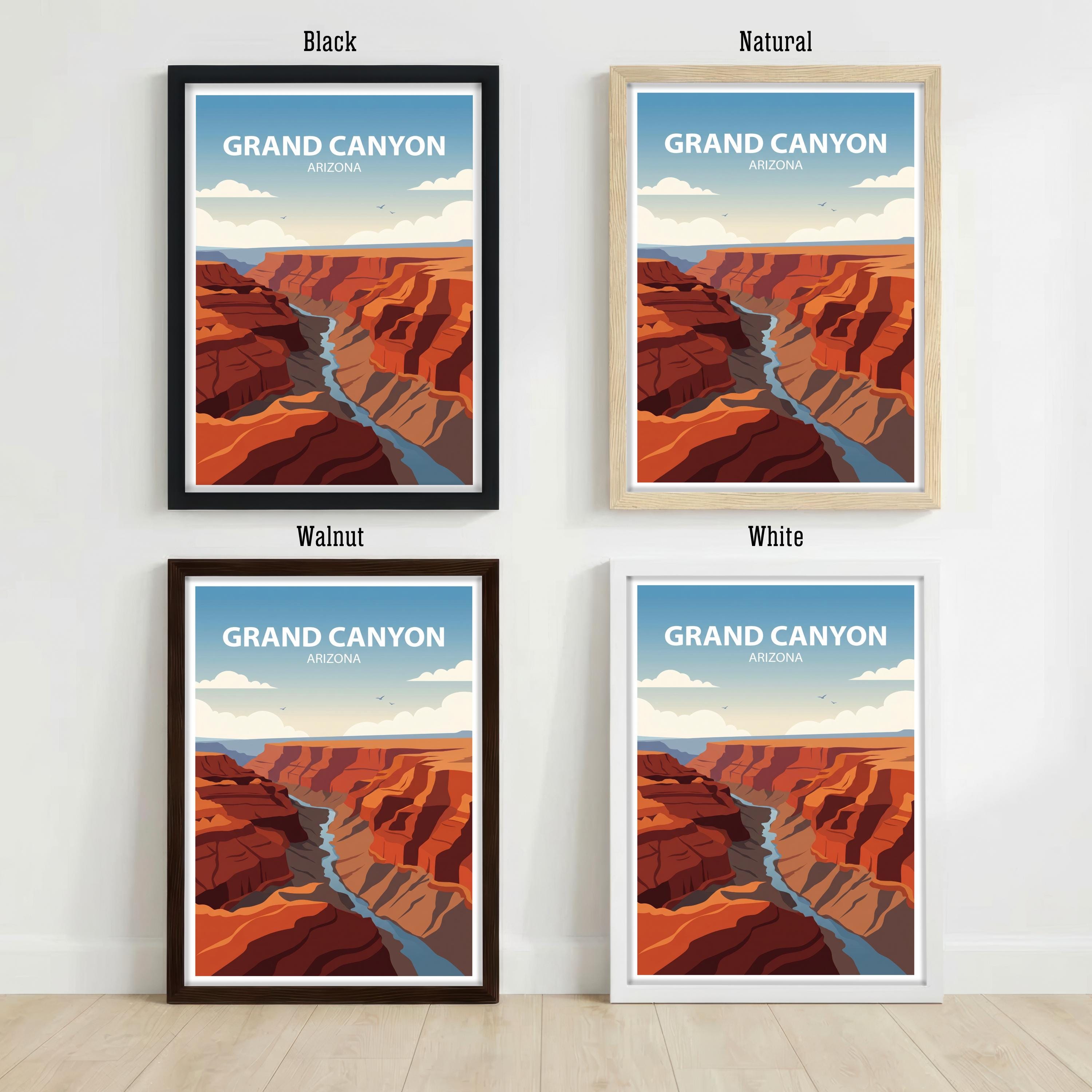 Grand Canyon Travel Poster Print USA Wall Art Desert Landscape Decor Gift for Travel Lovers and Fans of Scenic American National Parks