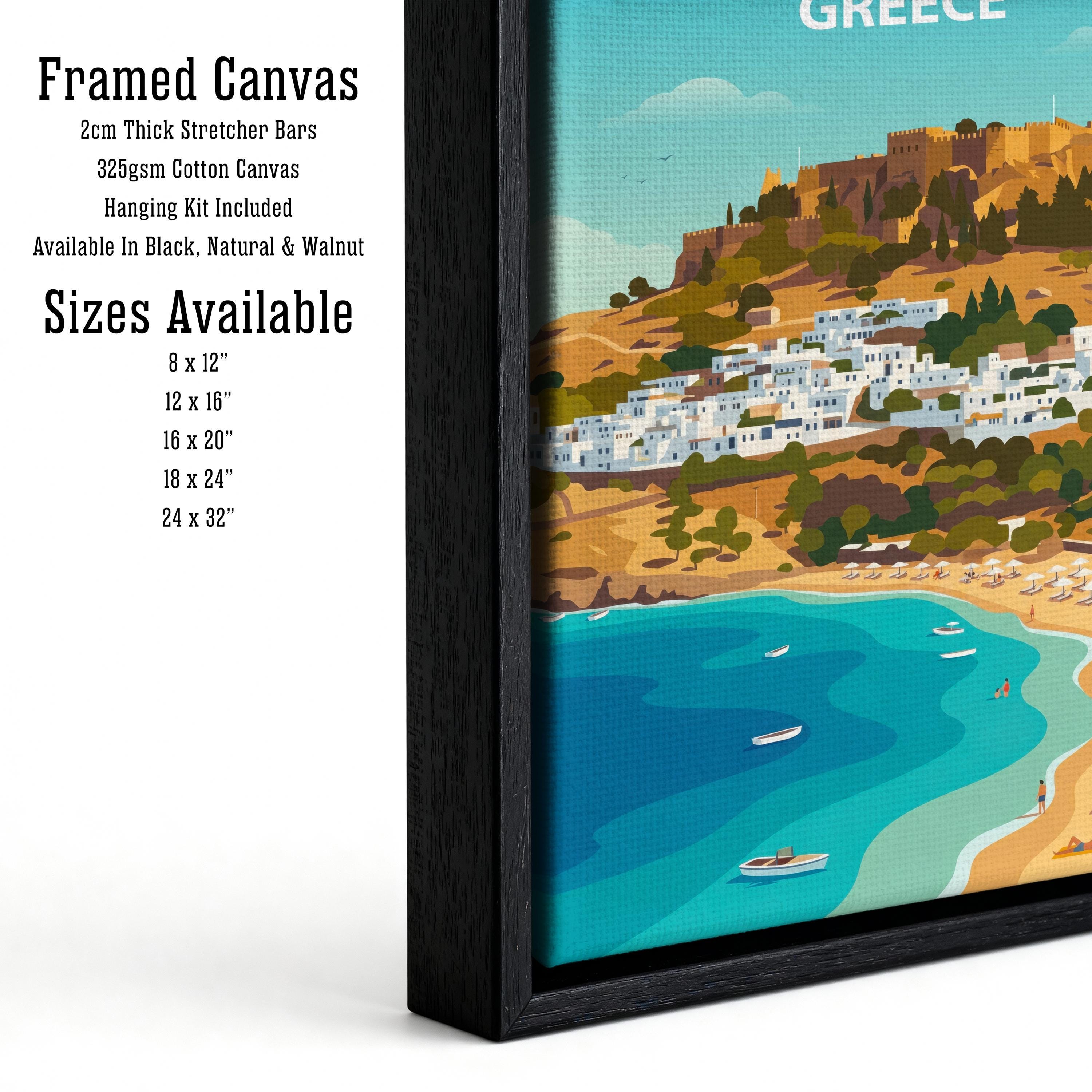 Rhodes Travel Poster Print Greece Wall Art Island Coastal Landscape Decor Gift for Europe Travel Lovers and Scenic Mediterranean Fans