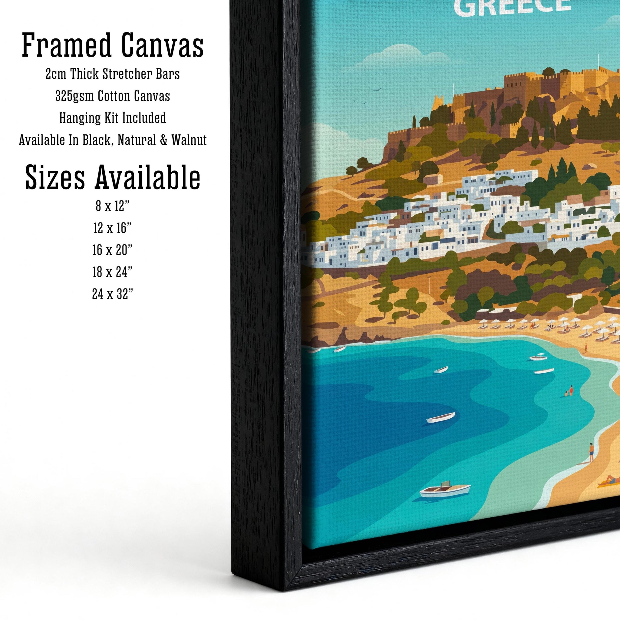 Rhodes Travel Poster Print Greece Wall Art Island Coastal Landscape Decor Gift for Europe Travel Lovers and Scenic Mediterranean Fans