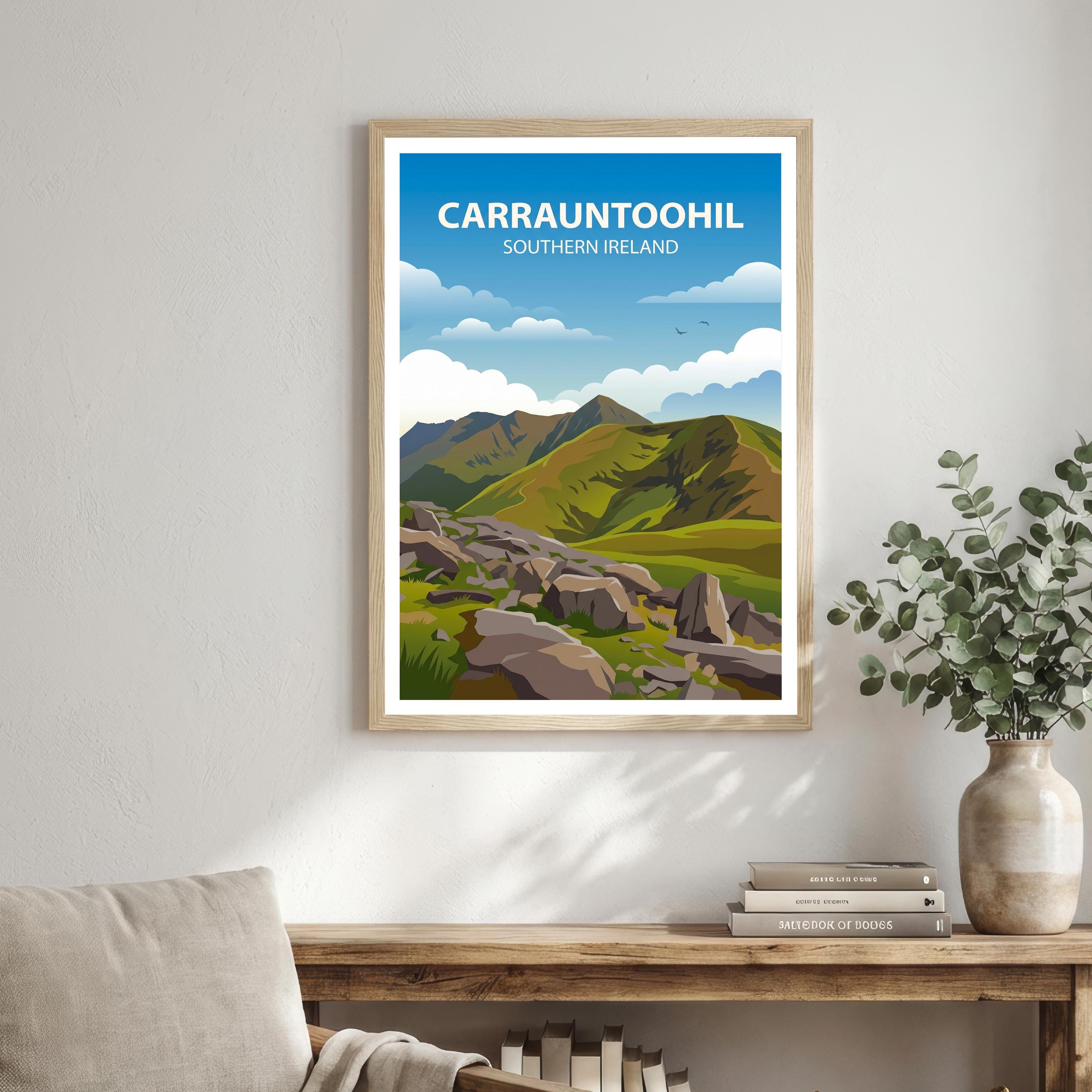 Carrauntoohil Travel Poster Print Ireland Wall Art Mountain Landscape Decor Gift for Travel Lovers and Fans of Scenic Irish Nature