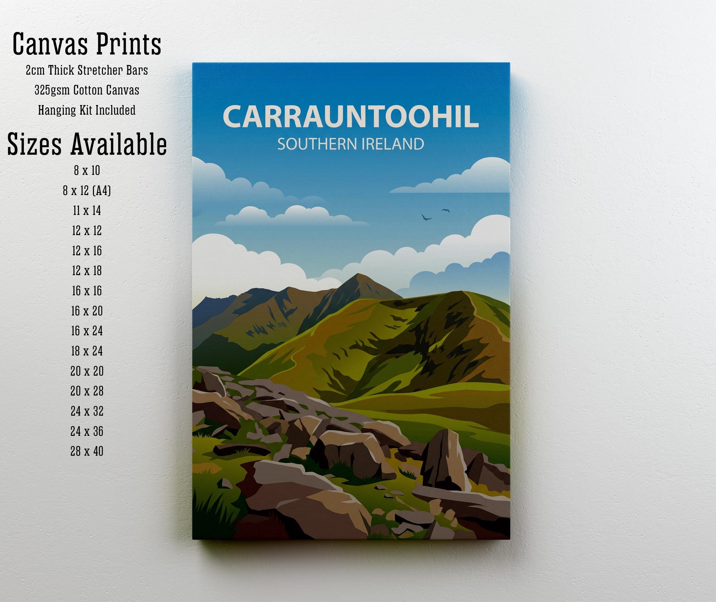 Carrauntoohil Travel Poster Print Ireland Wall Art Mountain Landscape Decor Gift for Travel Lovers and Fans of Scenic Irish Nature