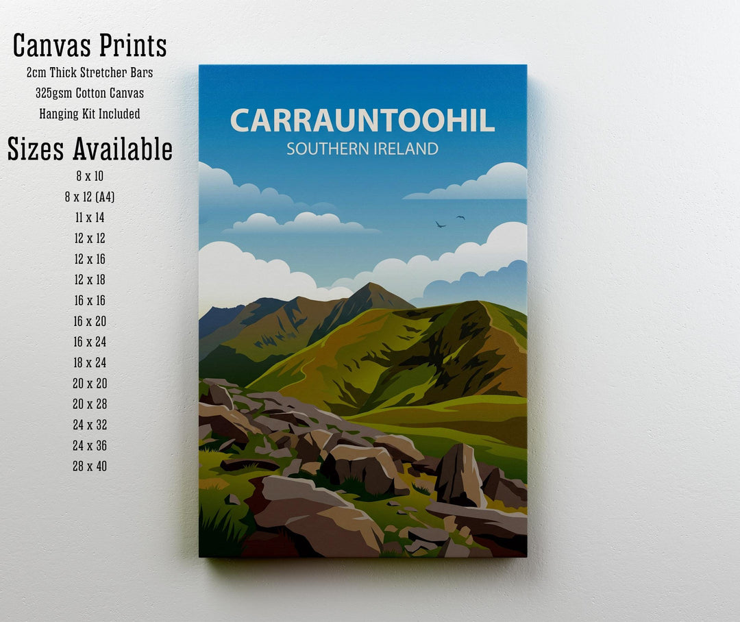 Carrauntoohil Travel Poster Print Ireland Wall Art Mountain Landscape Decor Gift for Travel Lovers and Fans of Scenic Irish Nature