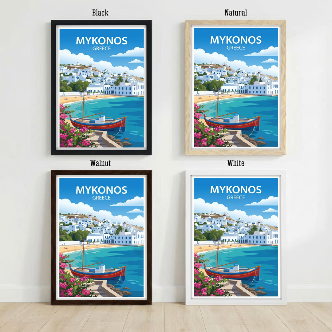 Mykonos Greece Travel Poster Print Wall Art Coastal Island Landscape Decor Gift for Europe Travel Lovers and Scenic Mediterranean Fans