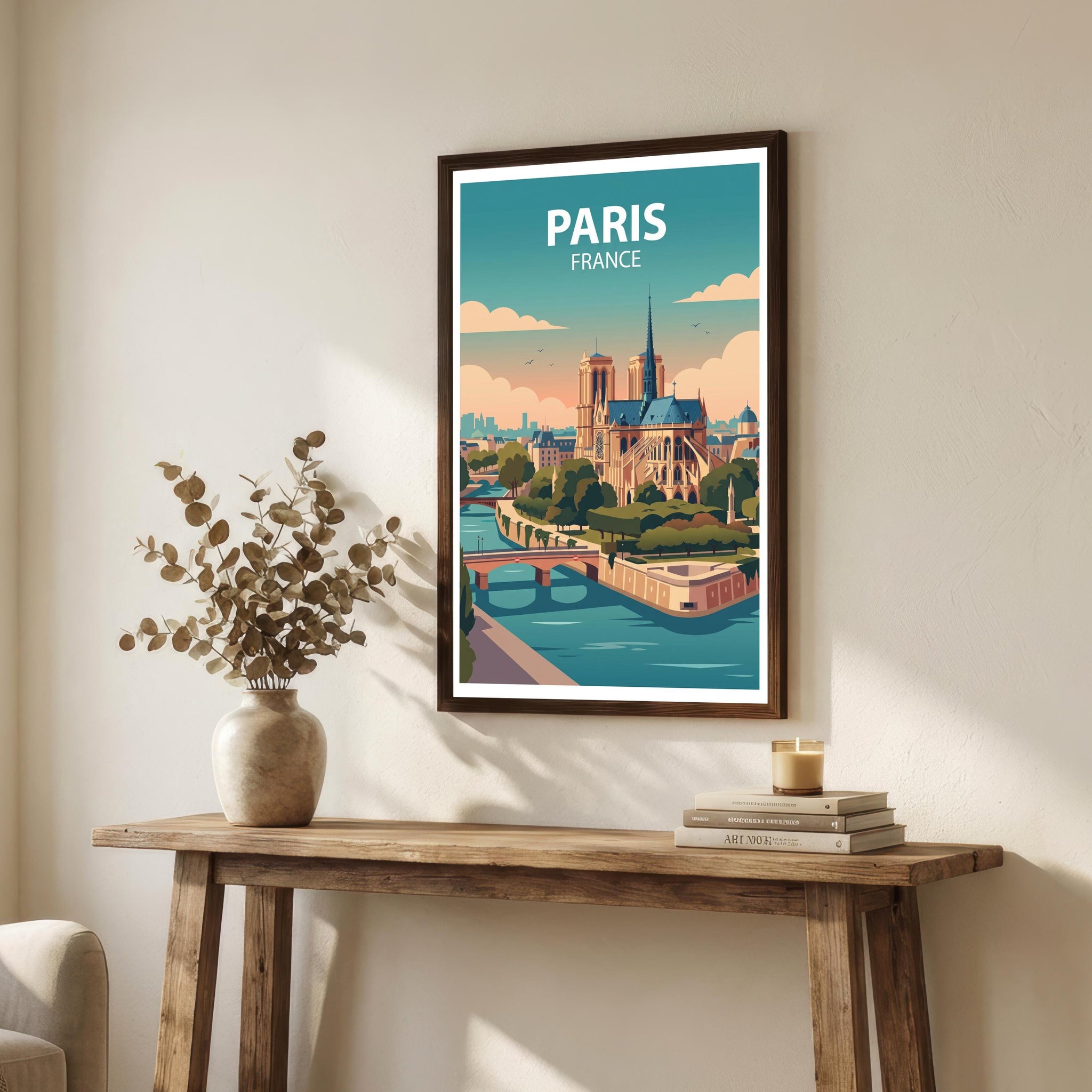 Paris France Travel Poster Print Wall Art City Skyline Landscape Decor Gift for Europe Travel Lovers and Fans of Scenic French Architecture