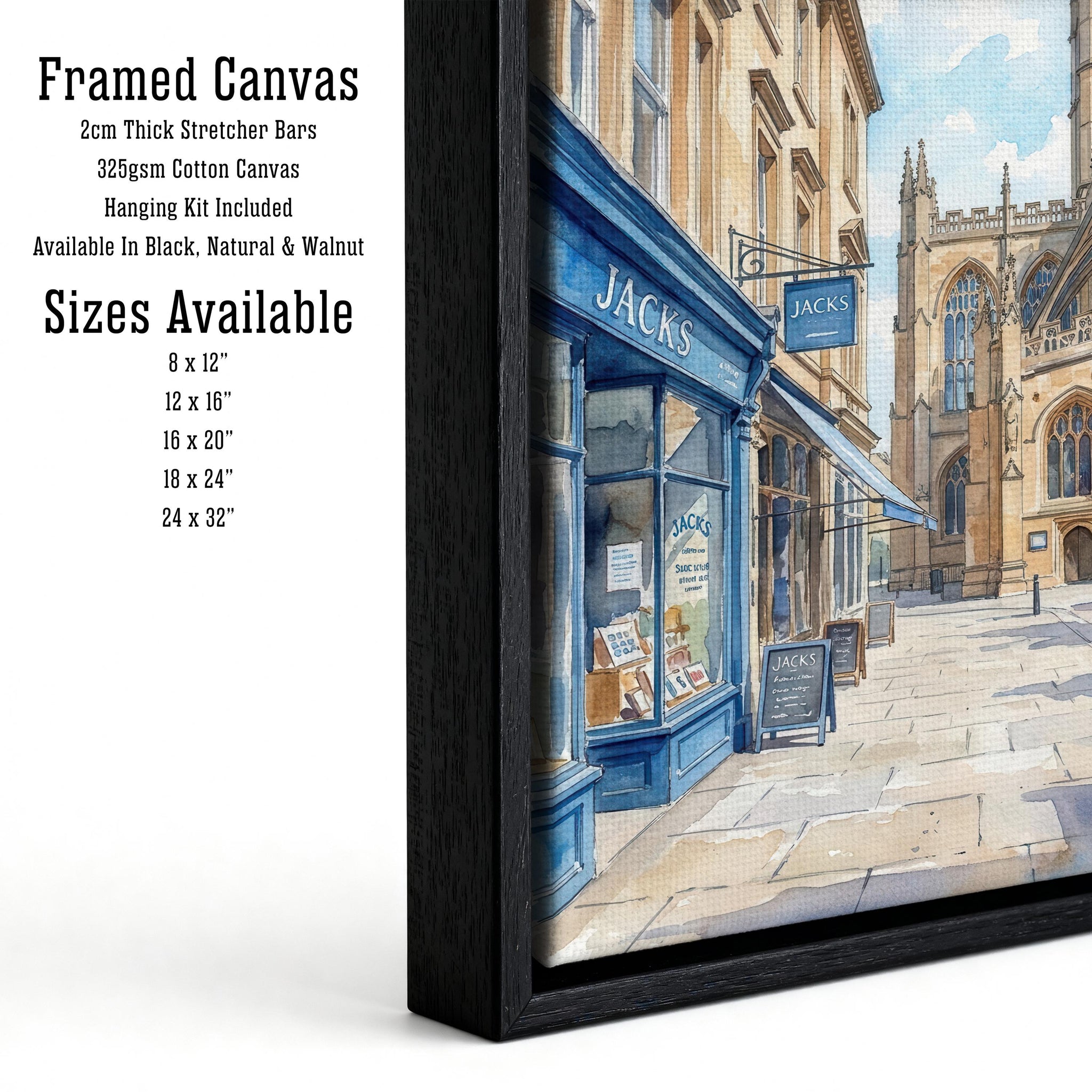 Bath Watercolour Painting Poster: Georgian Architecture Cityscape Print