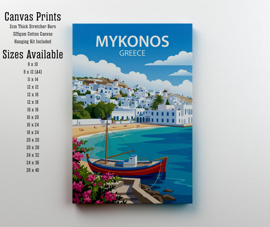 Mykonos Greece Travel Poster Print Wall Art Coastal Island Landscape Decor Gift for Europe Travel Lovers and Scenic Mediterranean Fans