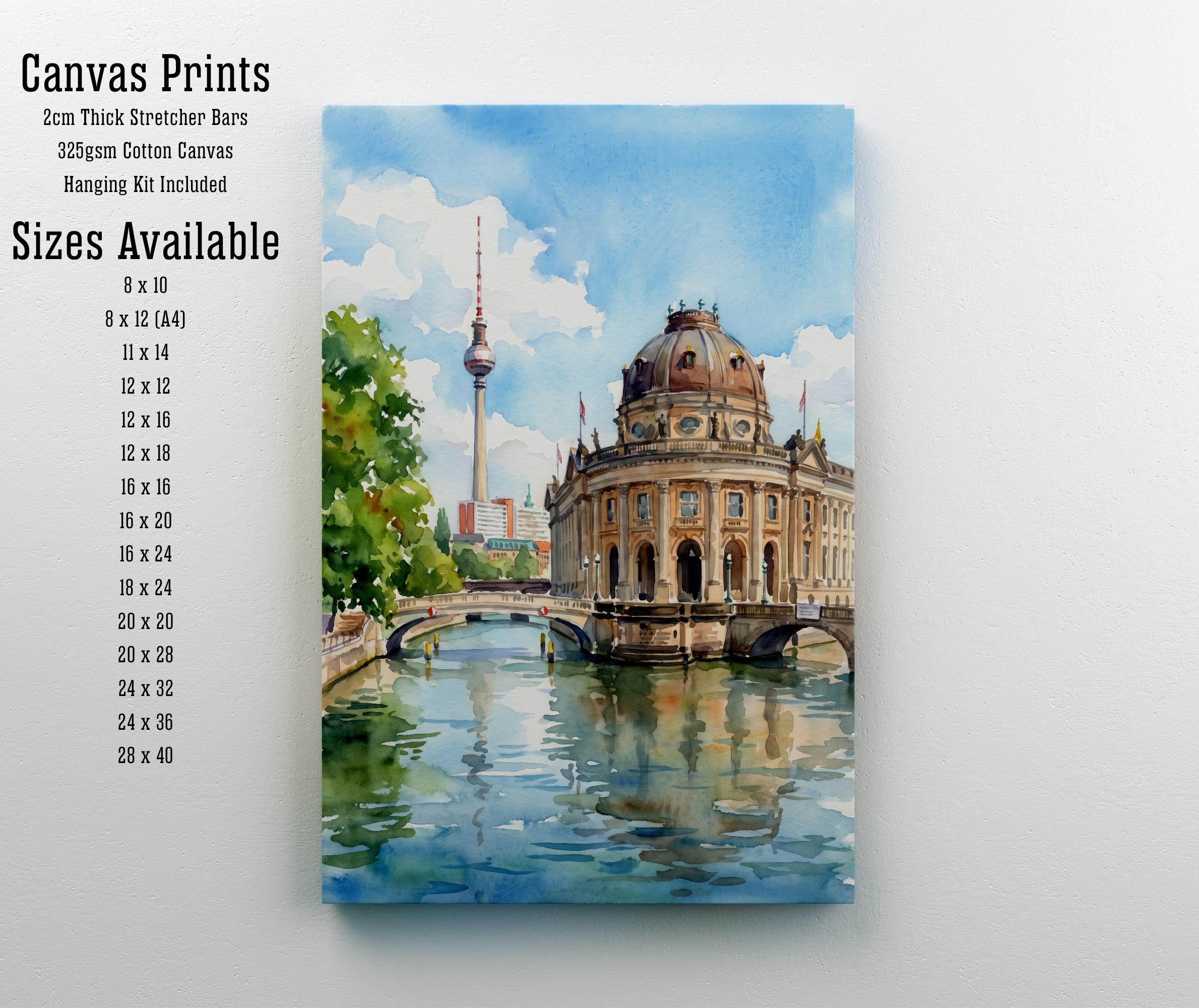 Berlin Germany Watercolor Art Print German City Wall Decor Brandenburg Gate Travel Poster European Gift Home Décor
