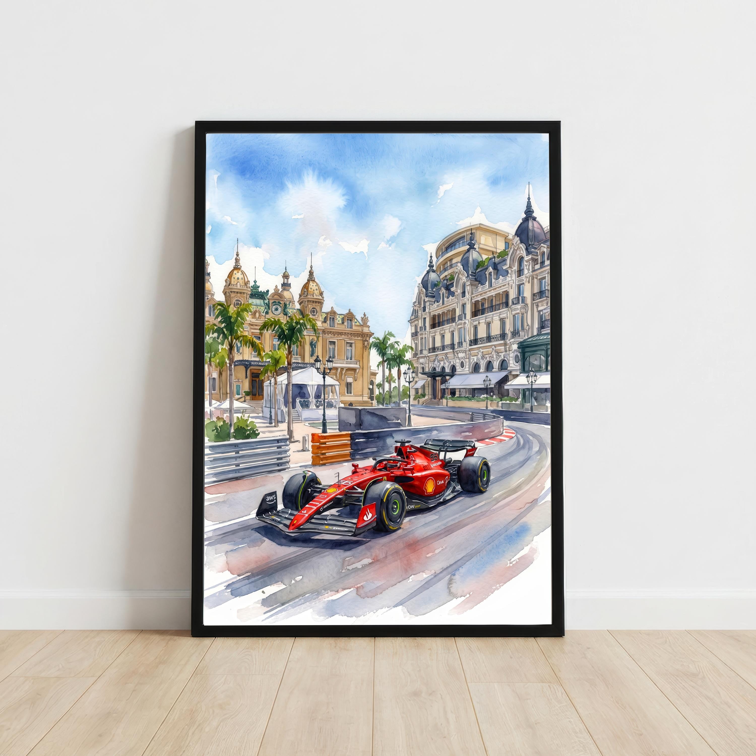 Monaco Watercolor Art Print French Riviera Wall Decor Mediterranean Coastal Landscape Travel Poster European Gift Home Décor