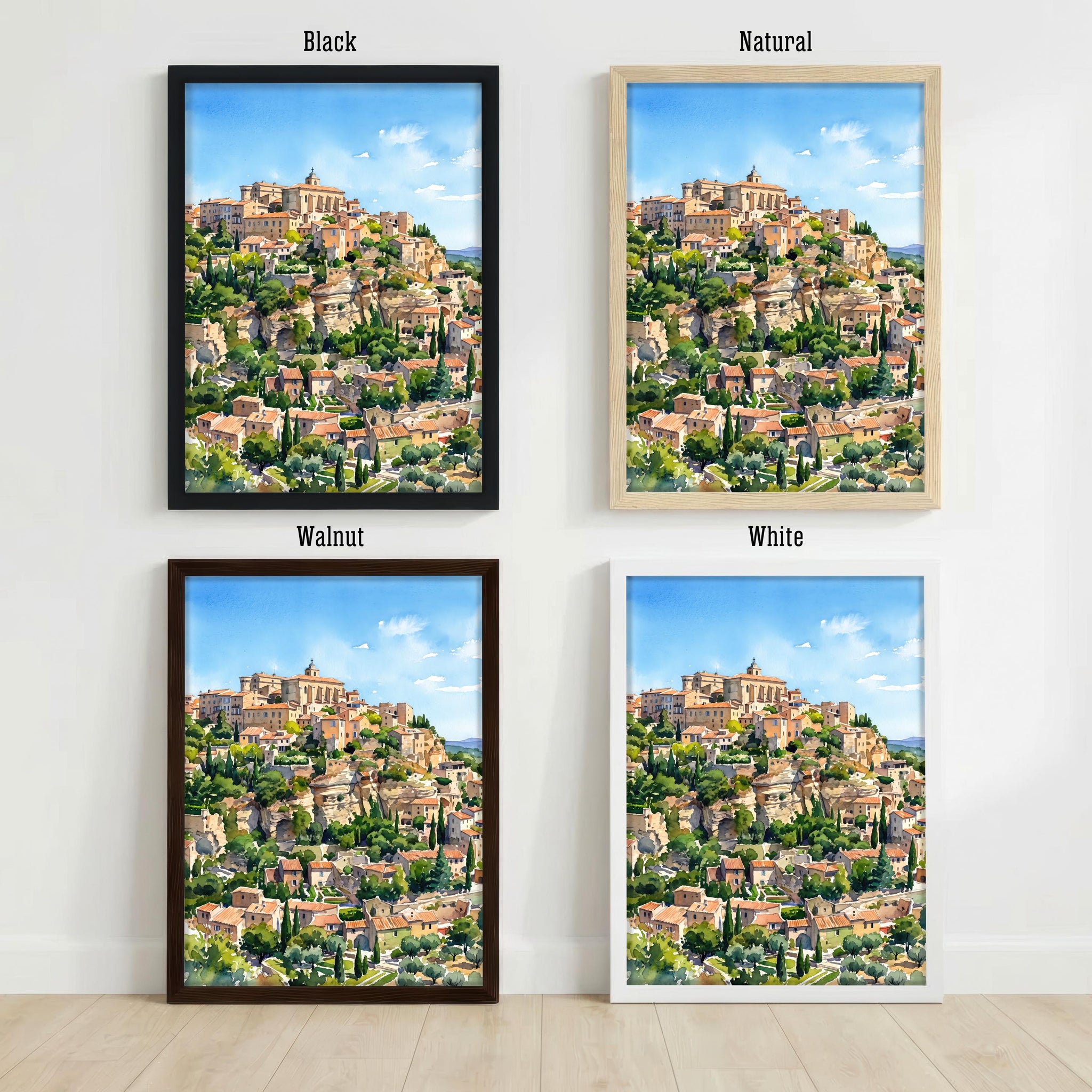 Provence France Watercolor Art Print French Countryside Wall Decor Lavender Field Landscape Travel Poster European Gift Home Décor