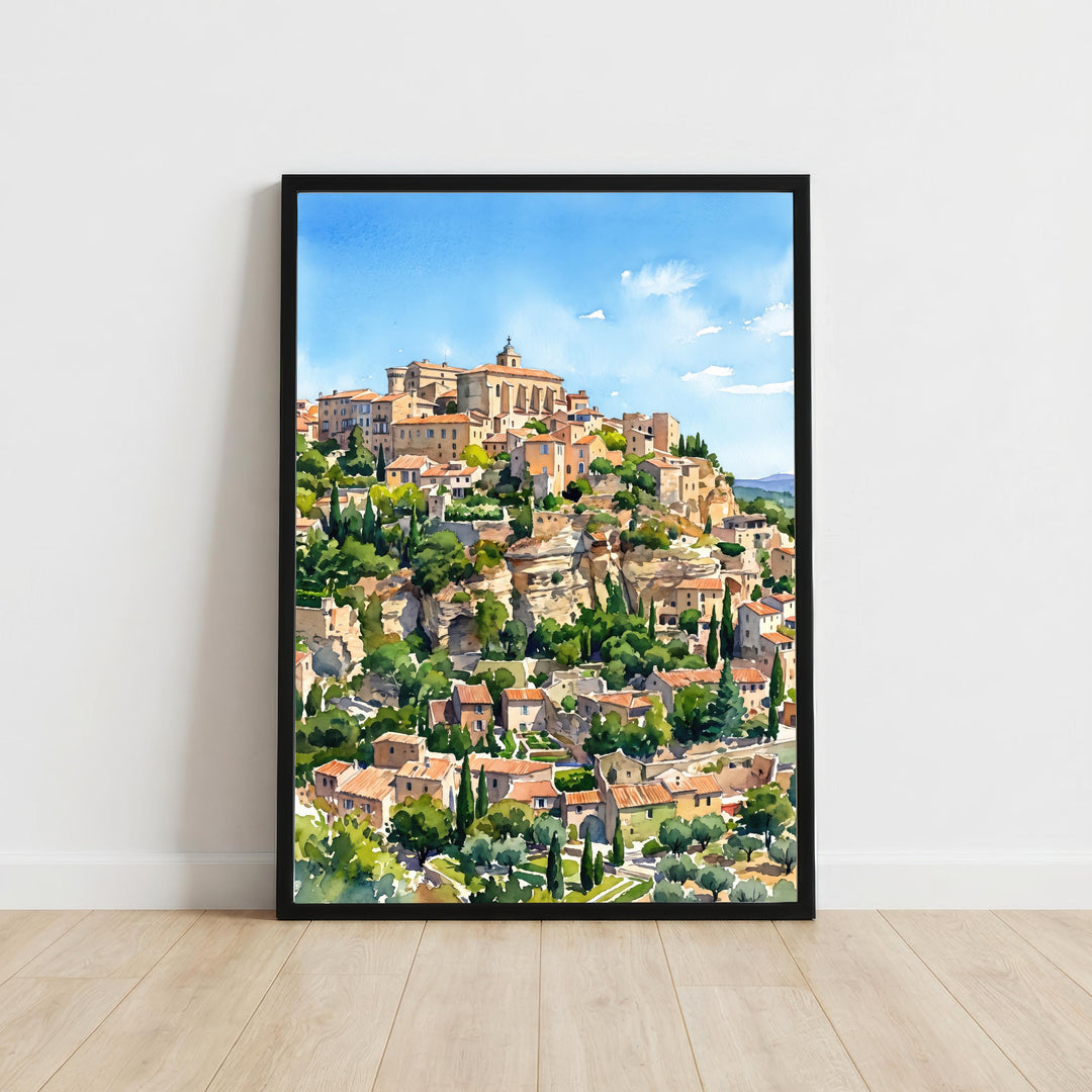 Provence France Watercolor Art Print French Countryside Wall Decor Lavender Field Landscape Travel Poster European Gift Home Décor