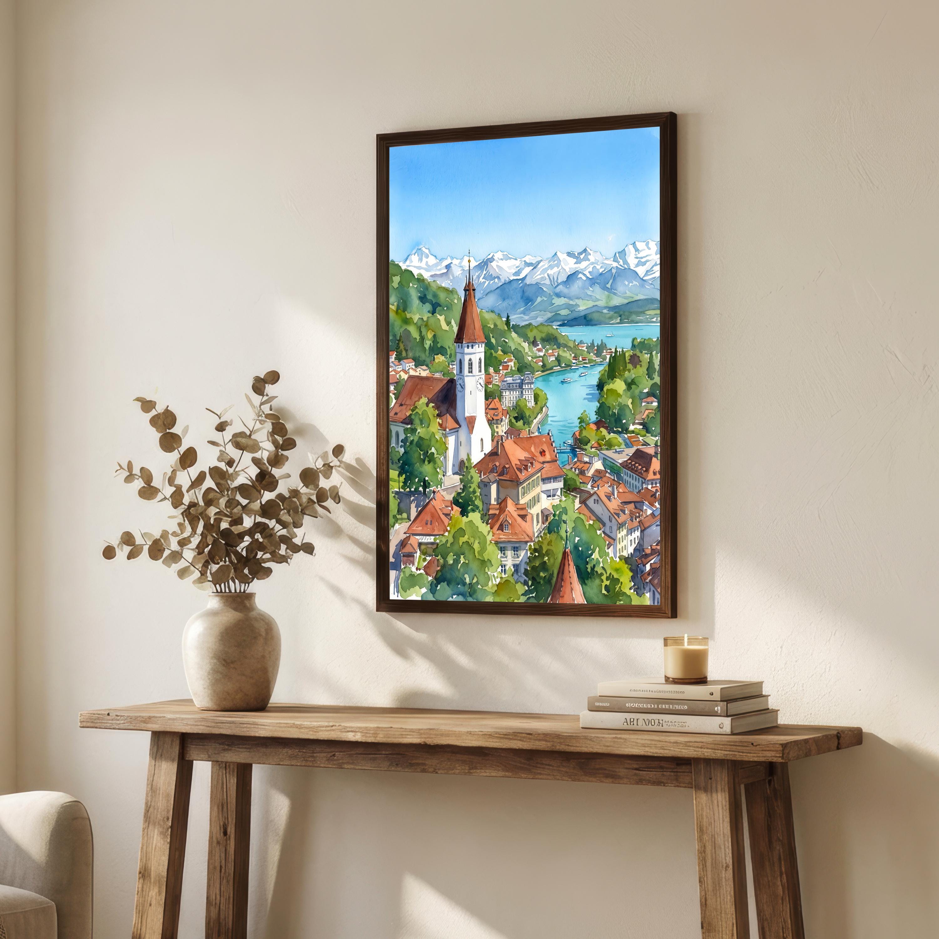 Sauze d'Oulx Italy Watercolor Art Print Italian Alps Ski Resort Wall Decor Mountain Landscape Skiing Gift Travel Poster Home Décor