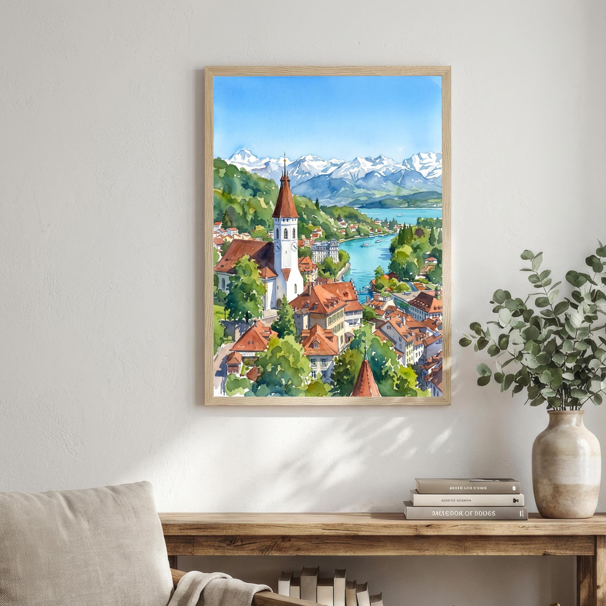 Sauze d'Oulx Italy Watercolor Art Print Italian Alps Ski Resort Wall Decor Mountain Landscape Skiing Gift Travel Poster Home Décor