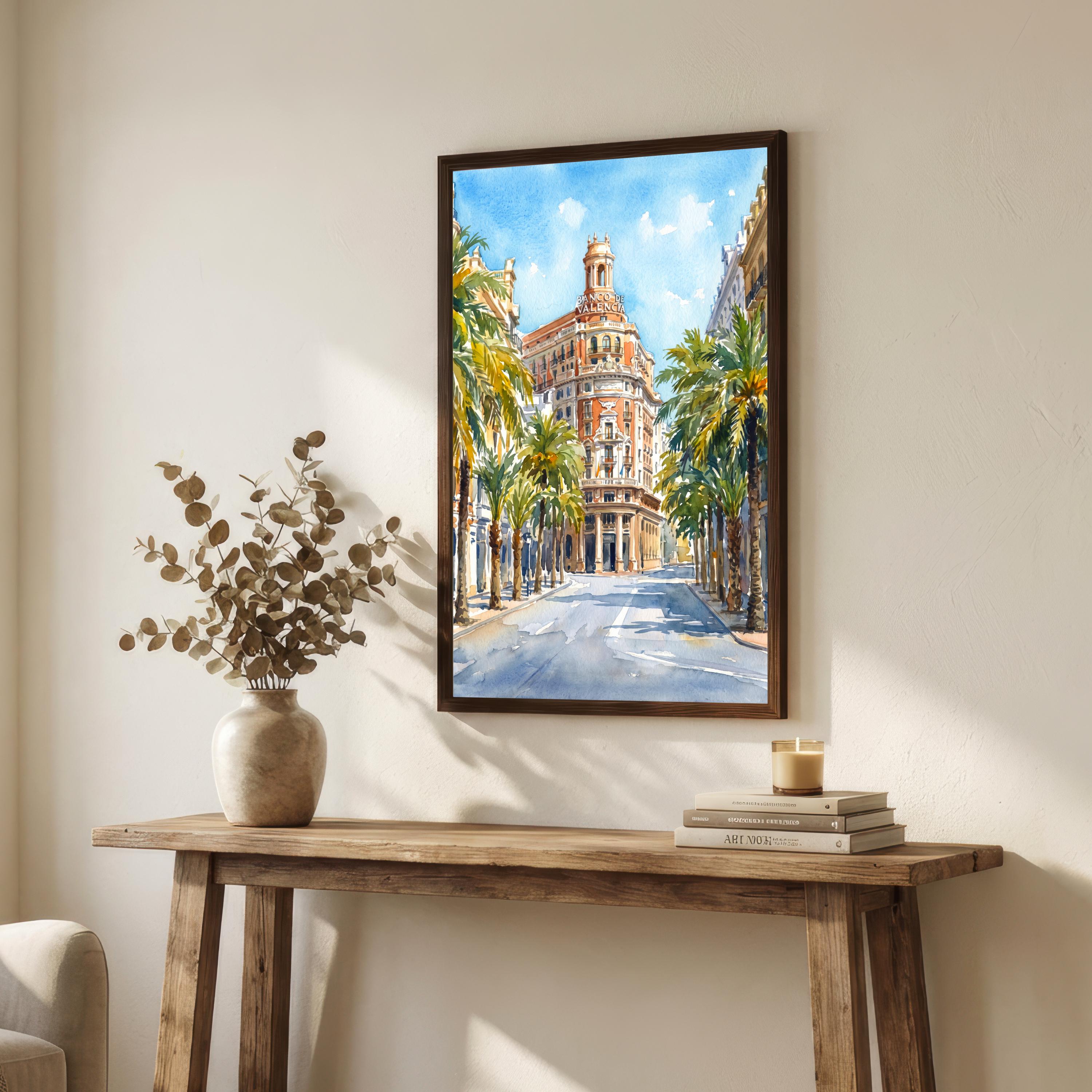 Valencia Spain Watercolor Art Print Spanish City Wall Decor Mediterranean Coast Travel Poster European Gift Home Décor