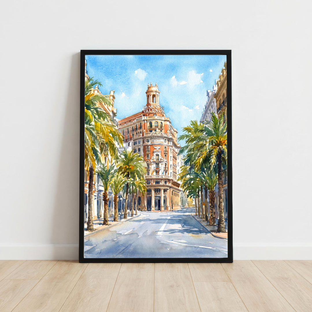 Valencia Spain Watercolor Art Print Spanish City Wall Decor Mediterranean Coast Travel Poster European Gift Home Décor