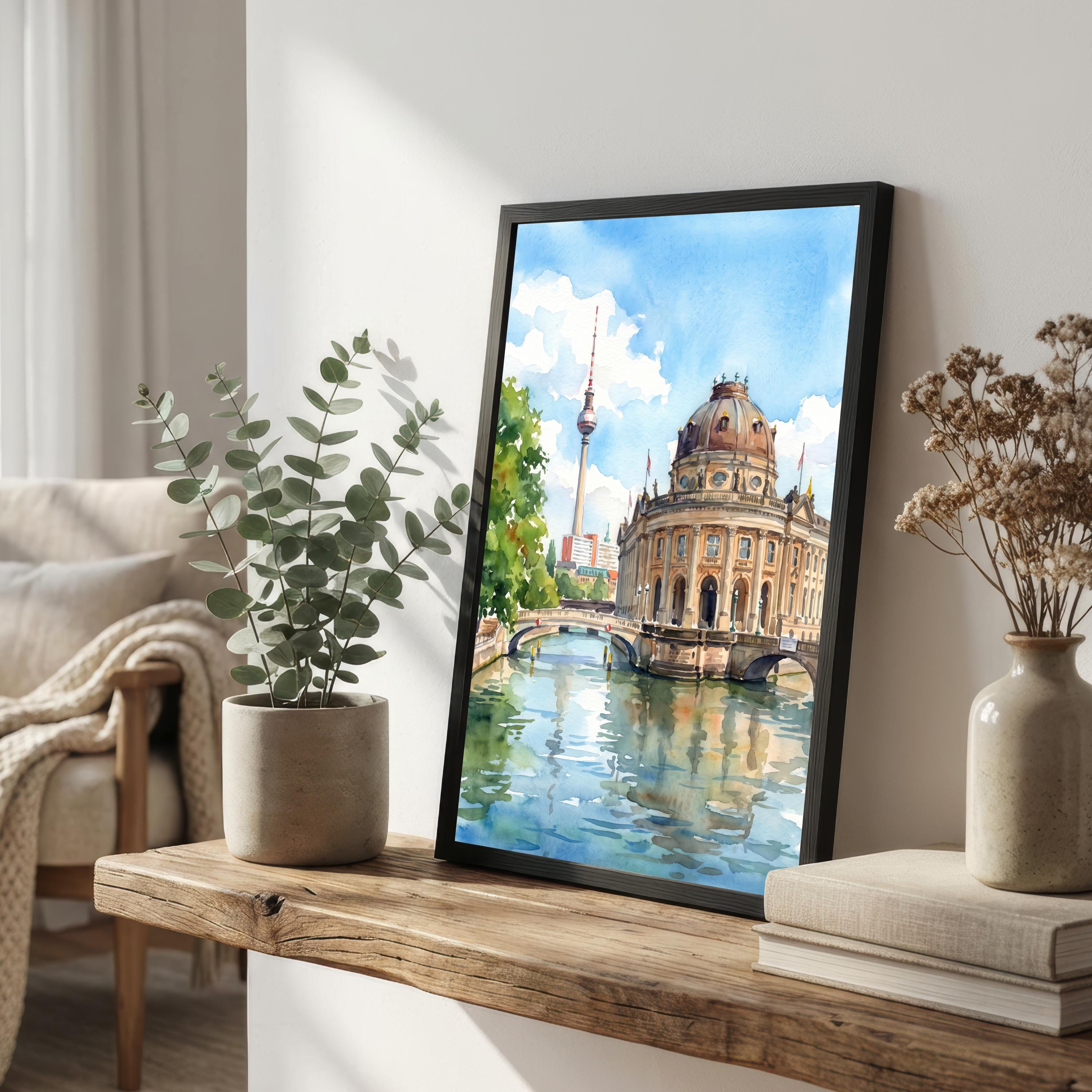 Berlin Germany Watercolor Art Print German City Wall Decor Brandenburg Gate Travel Poster European Gift Home Décor