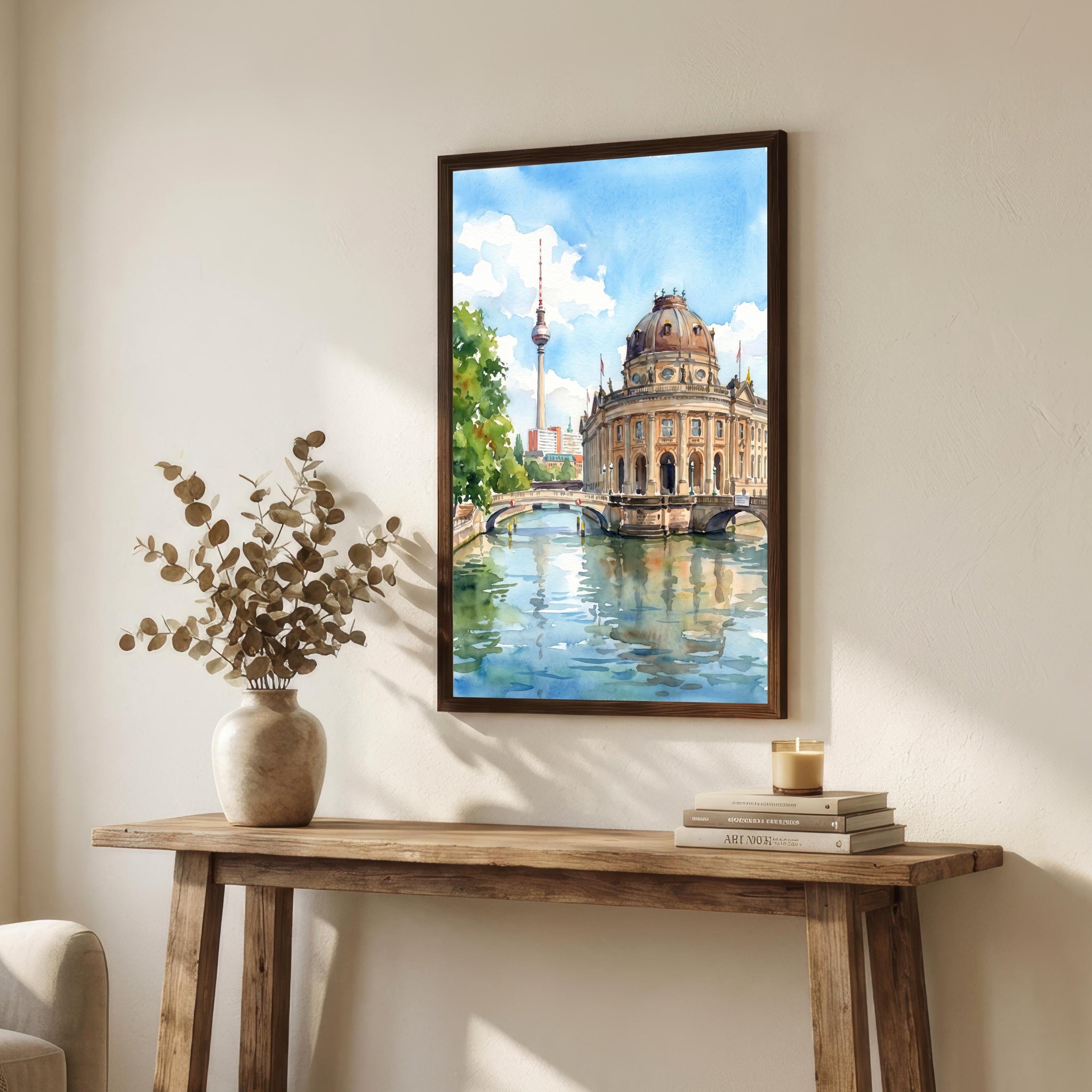 Berlin Germany Watercolor Art Print German City Wall Decor Brandenburg Gate Travel Poster European Gift Home Décor