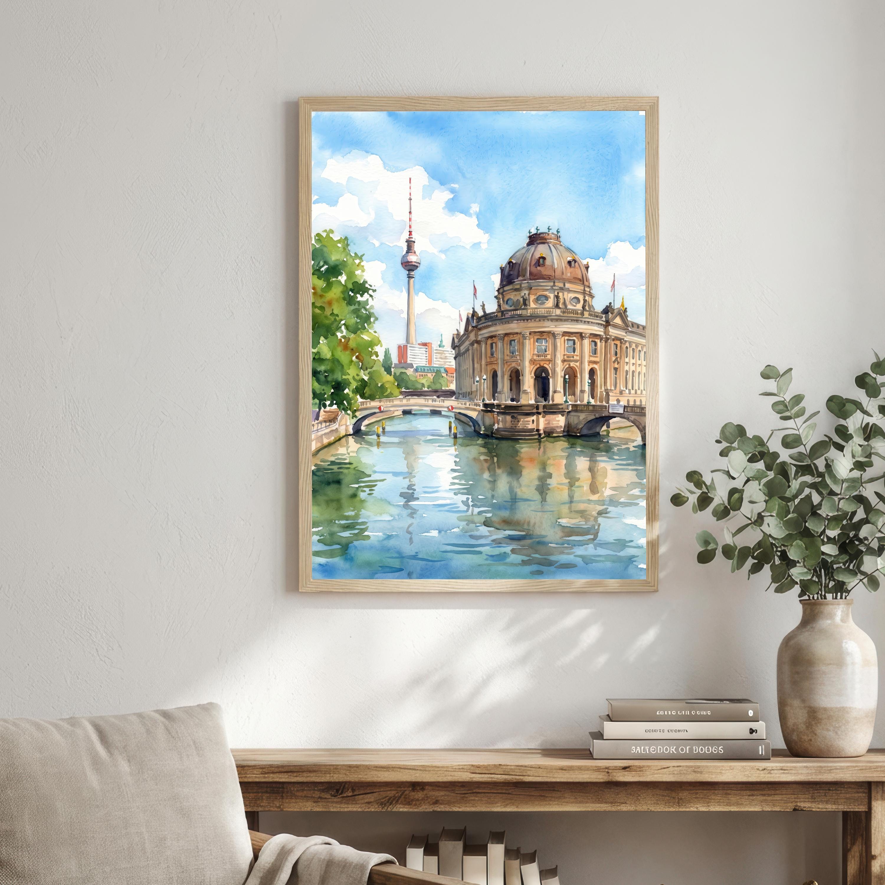 Berlin Germany Watercolor Art Print German City Wall Decor Brandenburg Gate Travel Poster European Gift Home Décor