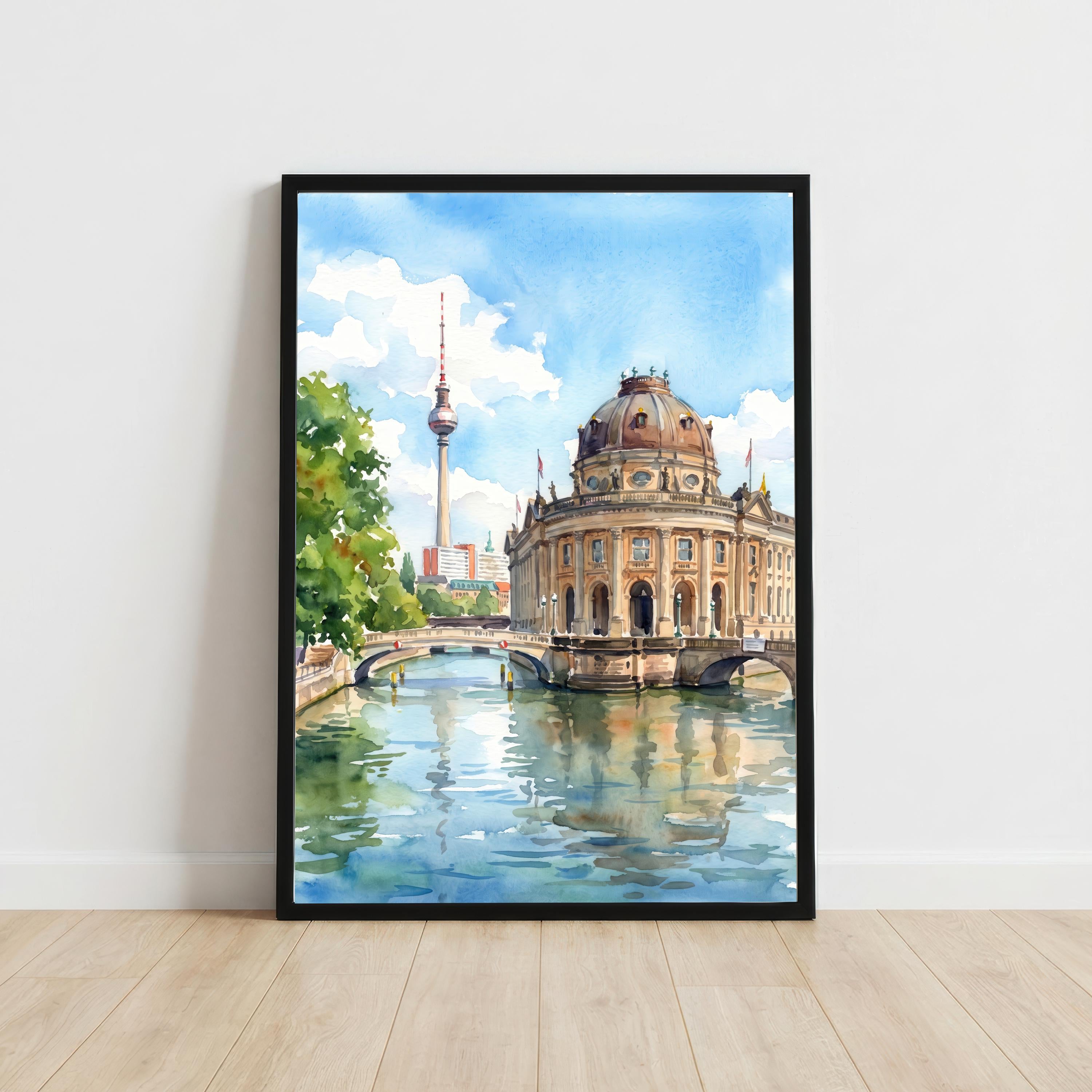 Berlin Germany Watercolor Art Print German City Wall Decor Brandenburg Gate Travel Poster European Gift Home Décor
