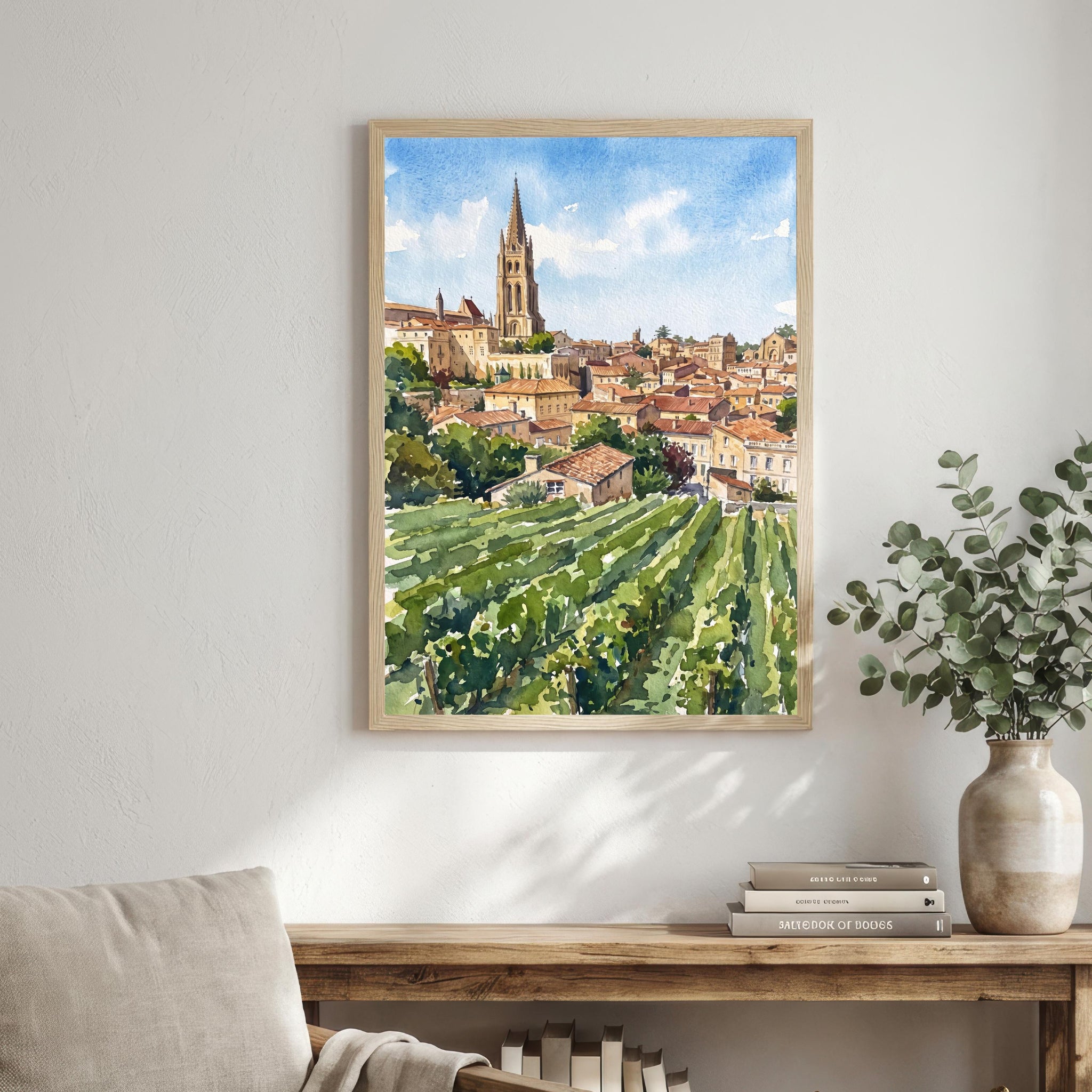 Bordeaux France Watercolor Art Print French City Wall Decor Wine Country Landscape Travel Poster European Gift Home Décor