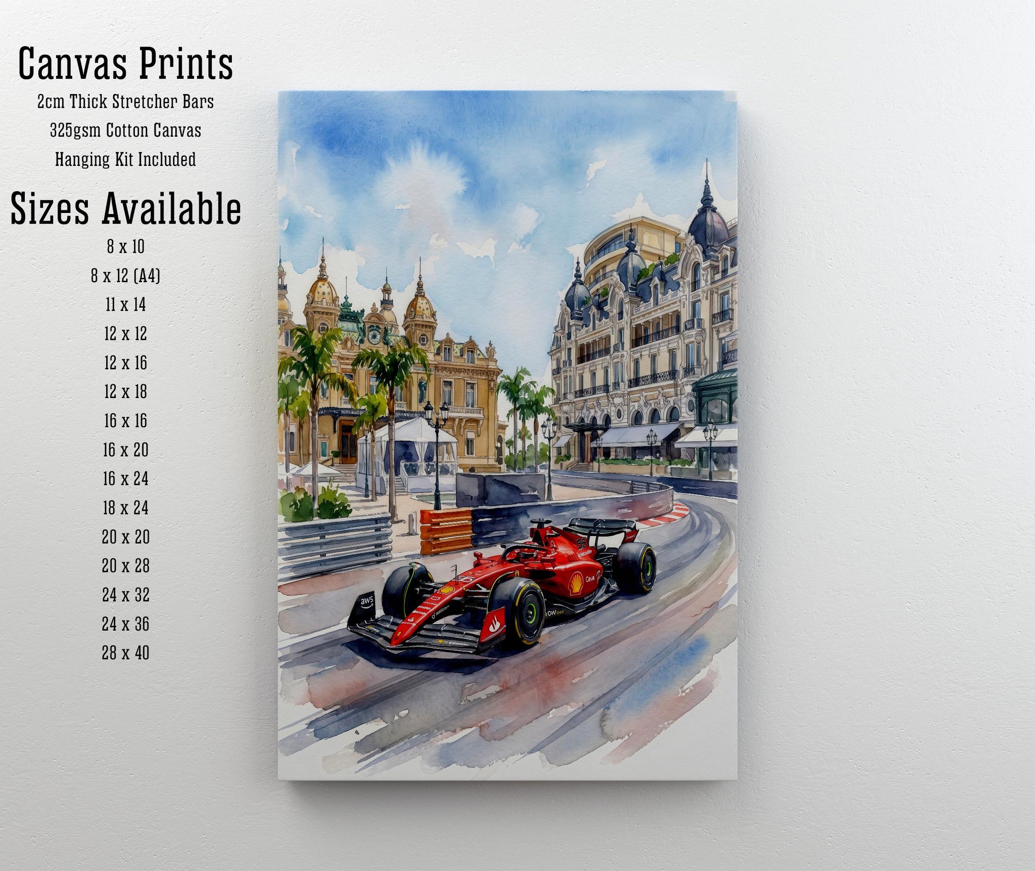 Monaco Watercolor Art Print French Riviera Wall Decor Mediterranean Coastal Landscape Travel Poster European Gift Home Décor
