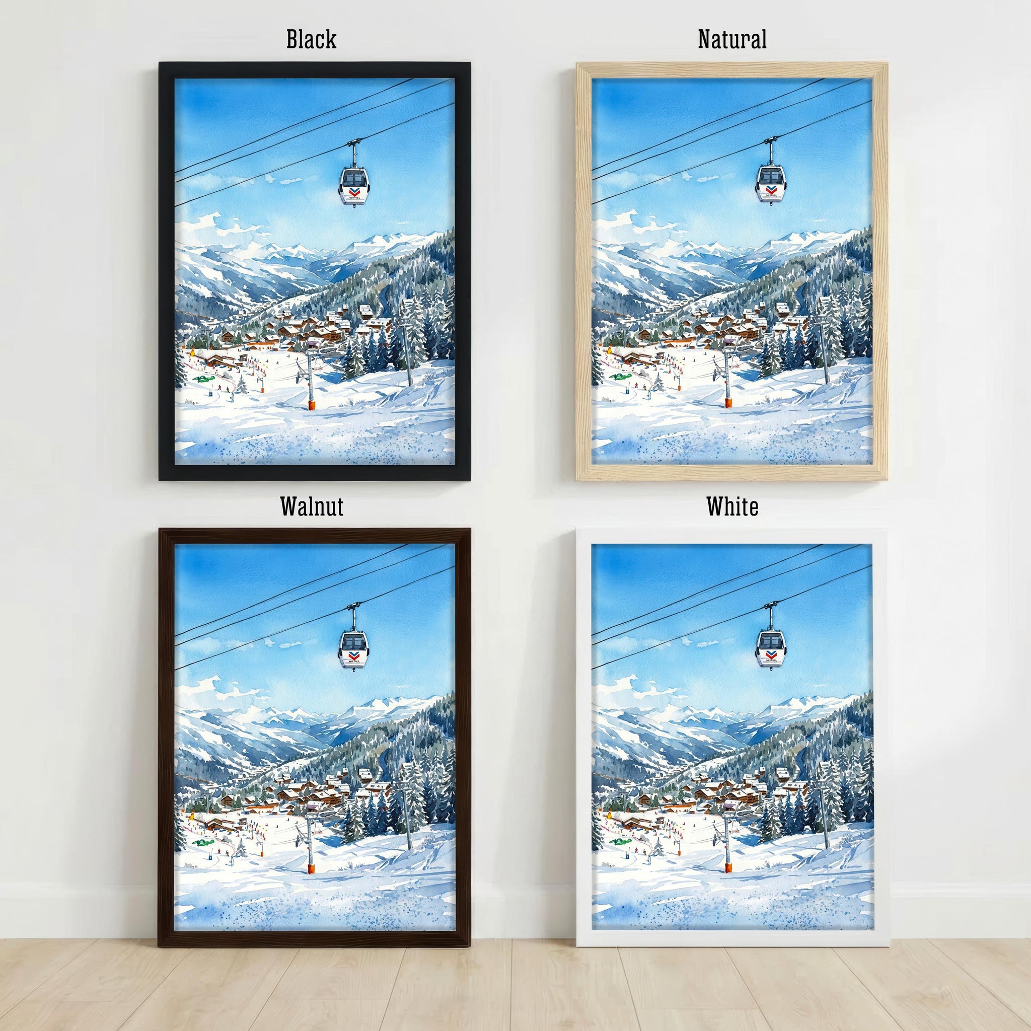 Meribel France Watercolor Art Print French Alps Ski Resort Wall Decor Mountain Landscape Skiing Gift Travel Poster Home Décor