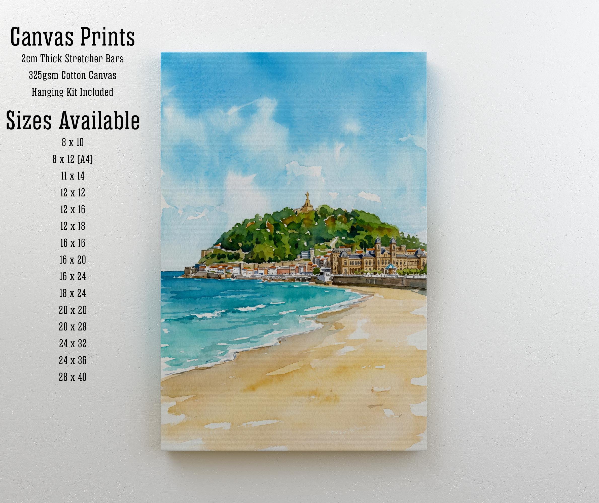 San Sebastian Spain Watercolor Art Print Basque Coast Wall Decor Beach Landscape Travel Poster European Gift Home Décor