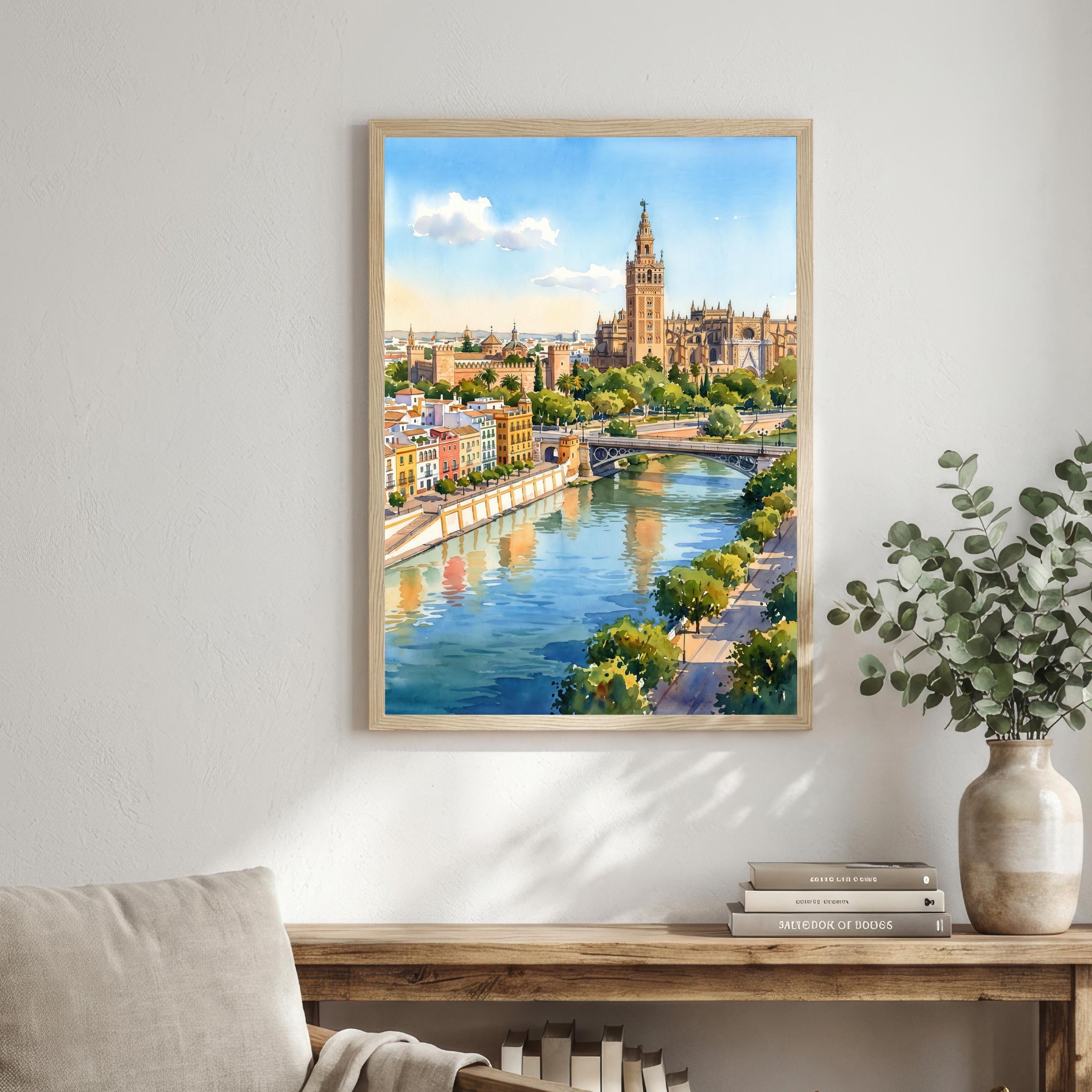 Seville Spain Watercolor Art Print Andalusian City Wall Decor Spanish Architecture Travel Poster European Gift Home Décor