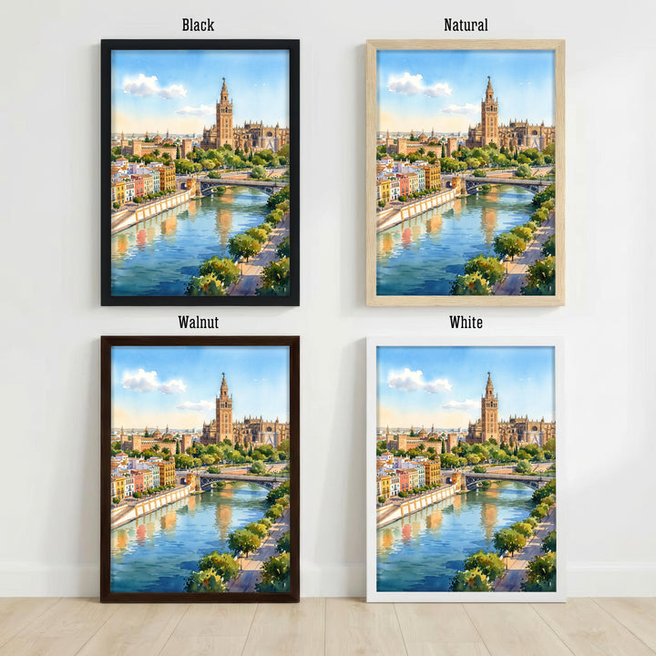 Seville Spain Watercolor Art Print Andalusian City Wall Decor Spanish Architecture Travel Poster European Gift Home Décor