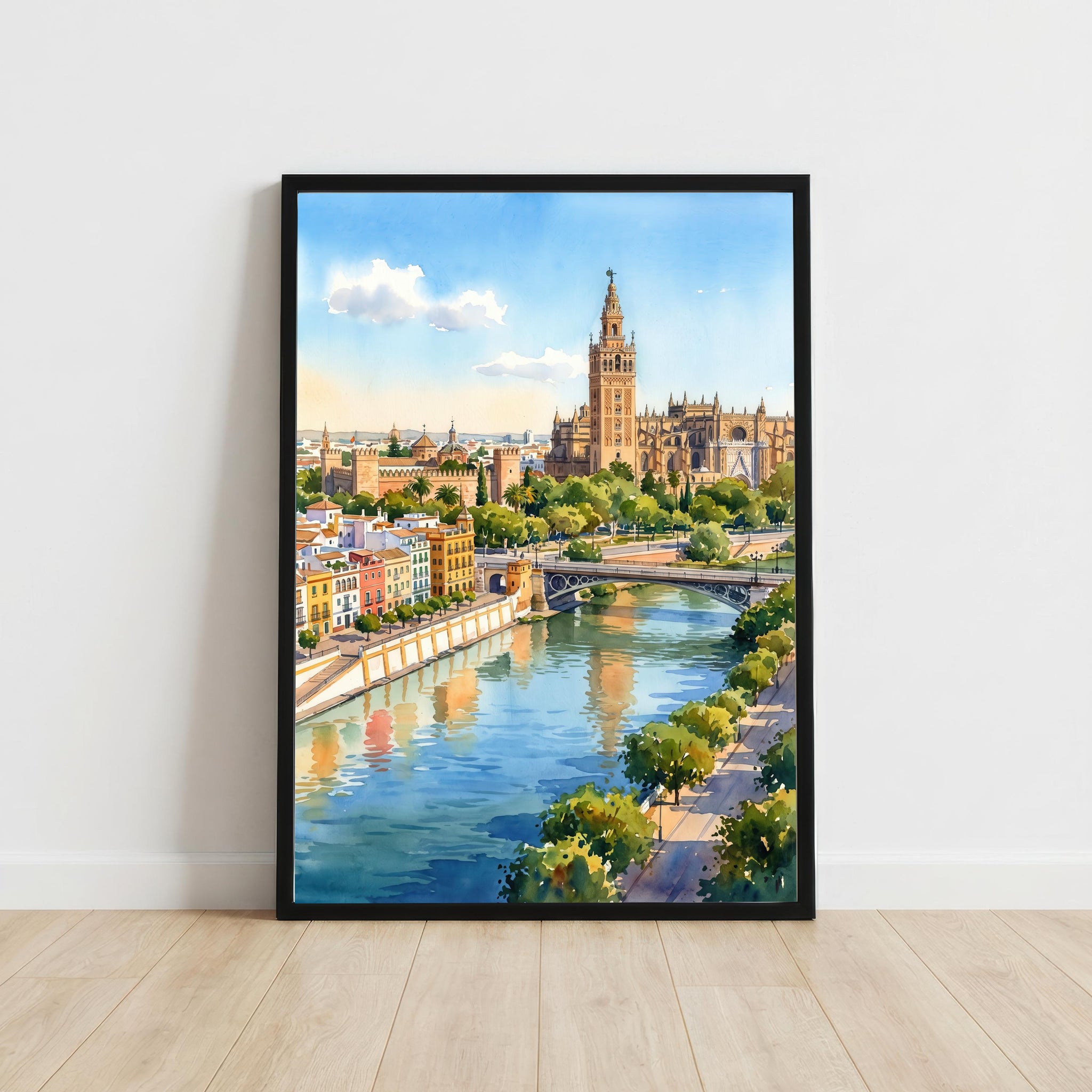 Seville Spain Watercolor Art Print Andalusian City Wall Decor Spanish Architecture Travel Poster European Gift Home Décor