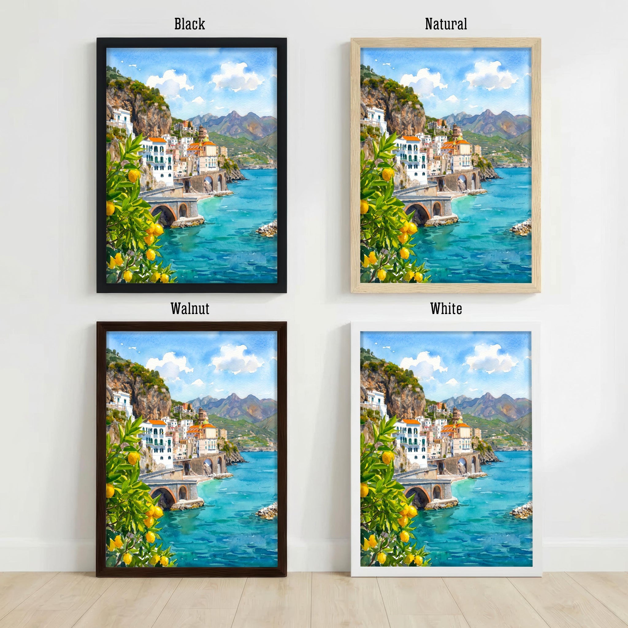 Sorrento Italy Watercolor Art Print Amalfi Coast Wall Decor Mediterranean Landscape Travel Poster European Gift Home Décor