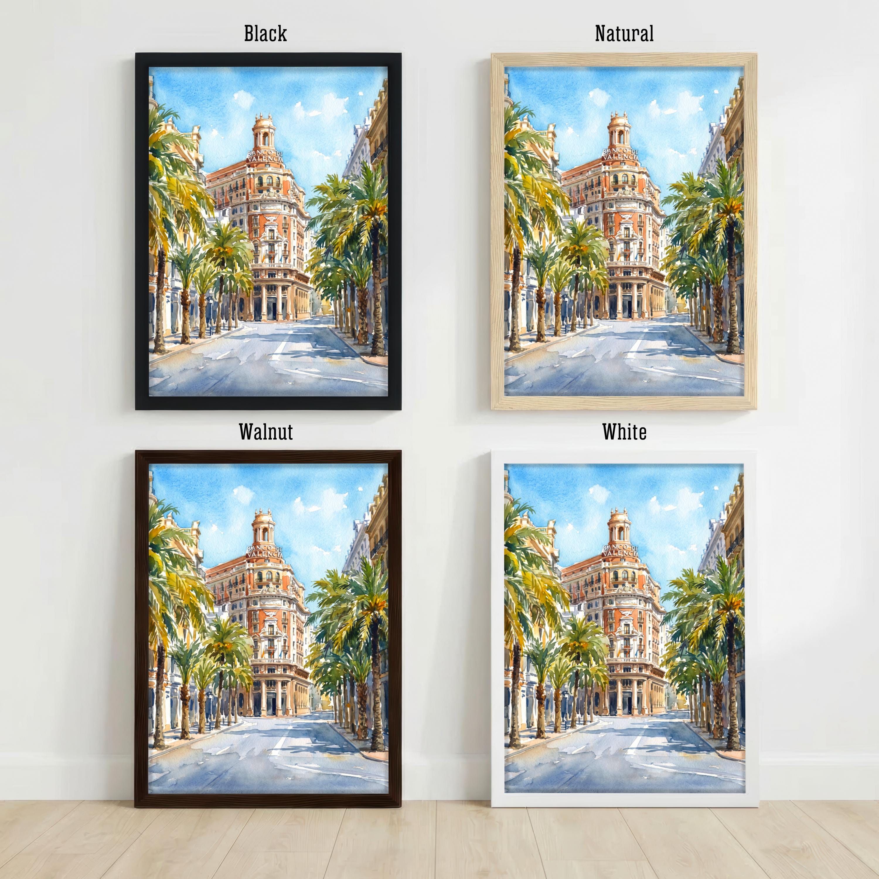 Valencia Spain Watercolor Art Print Spanish City Wall Decor Mediterranean Coast Travel Poster European Gift Home Décor