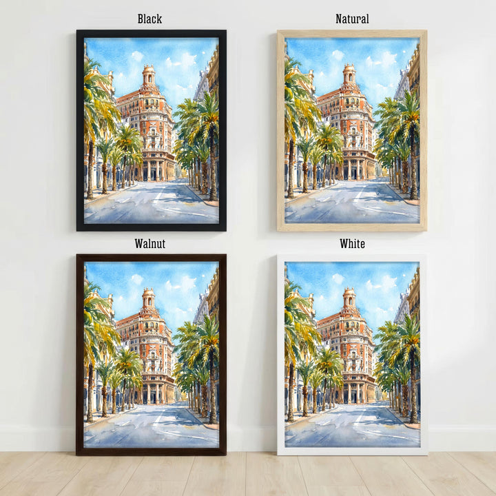 Valencia Spain Watercolor Art Print Spanish City Wall Decor Mediterranean Coast Travel Poster European Gift Home Décor