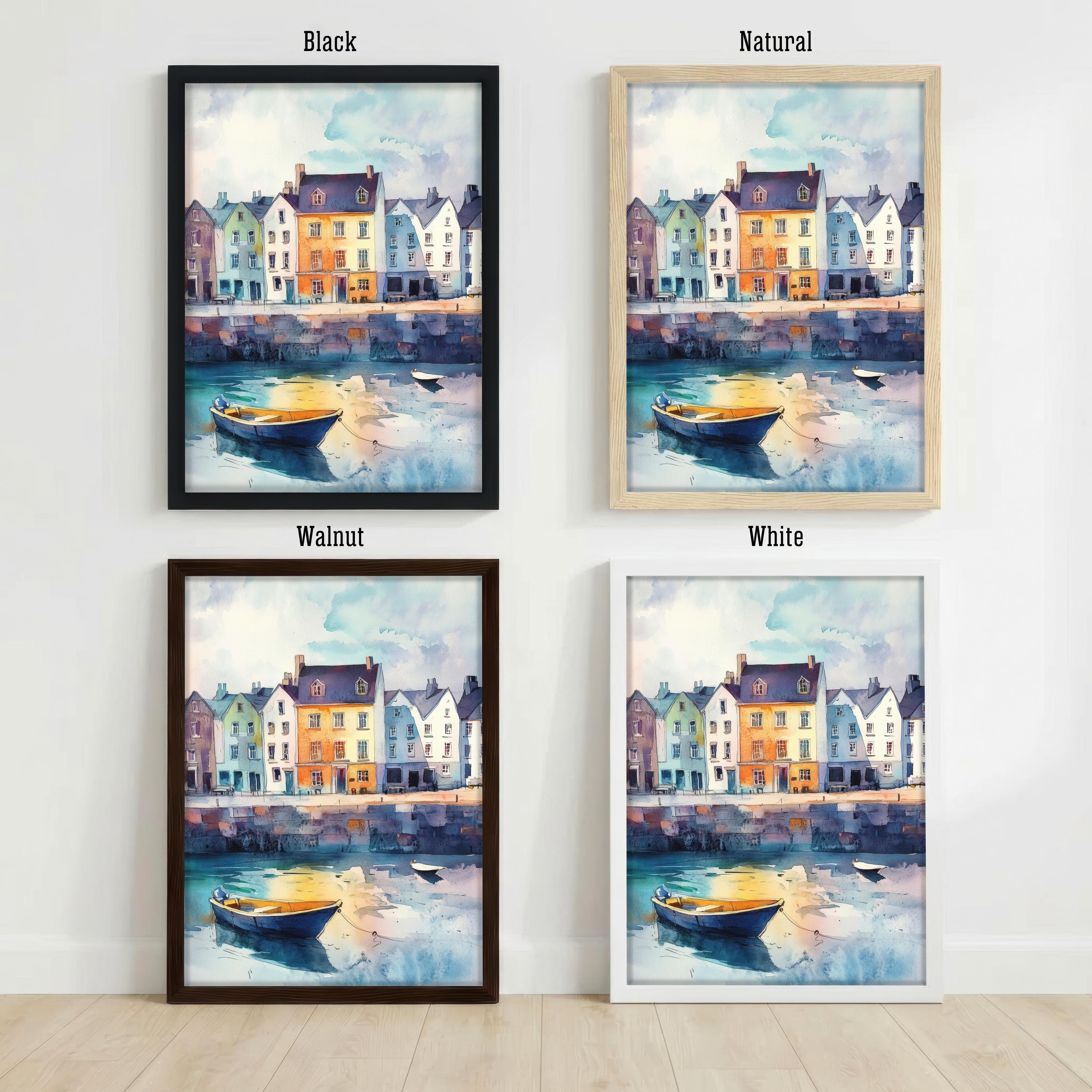 Galway Ireland Watercolor Art Print Irish Coastal City Wall Decor Wild Atlantic Way Travel Poster European Gift Home Décor