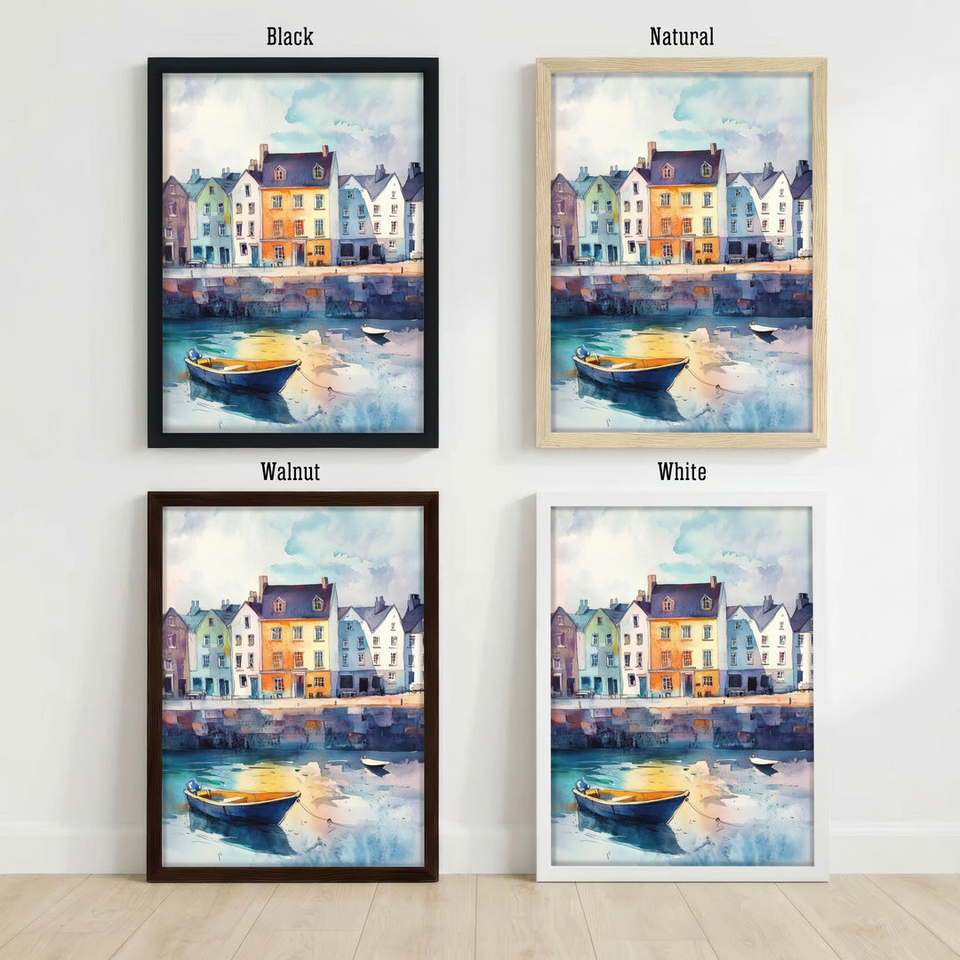 Galway Ireland Watercolor Art Print Irish Coastal City Wall Decor Wild Atlantic Way Travel Poster European Gift Home Décor
