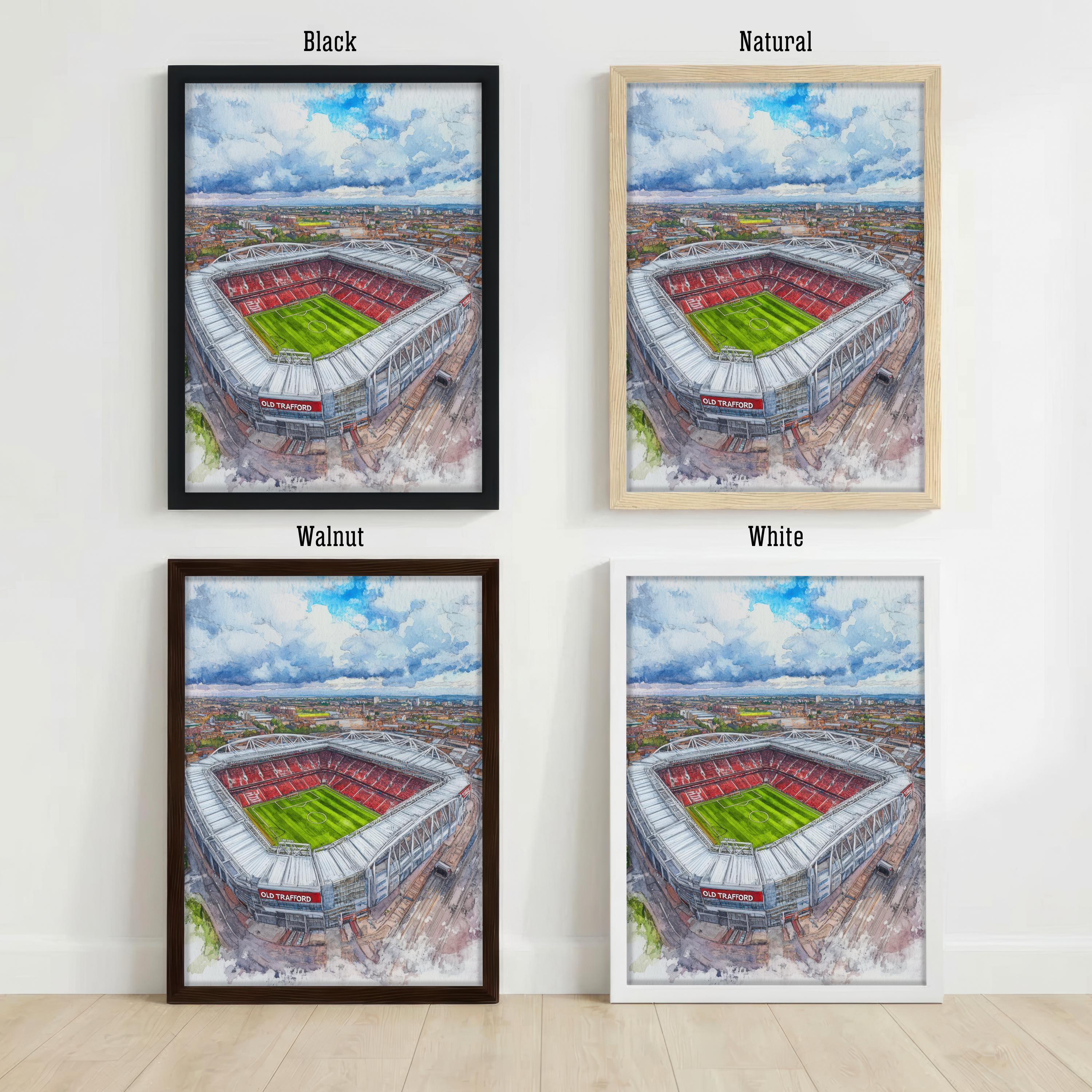 Old Trafford Manchester England Watercolor Art Print Football Stadium Wall Decor UK Landmark Travel Poster Sports Gift Home Décor
