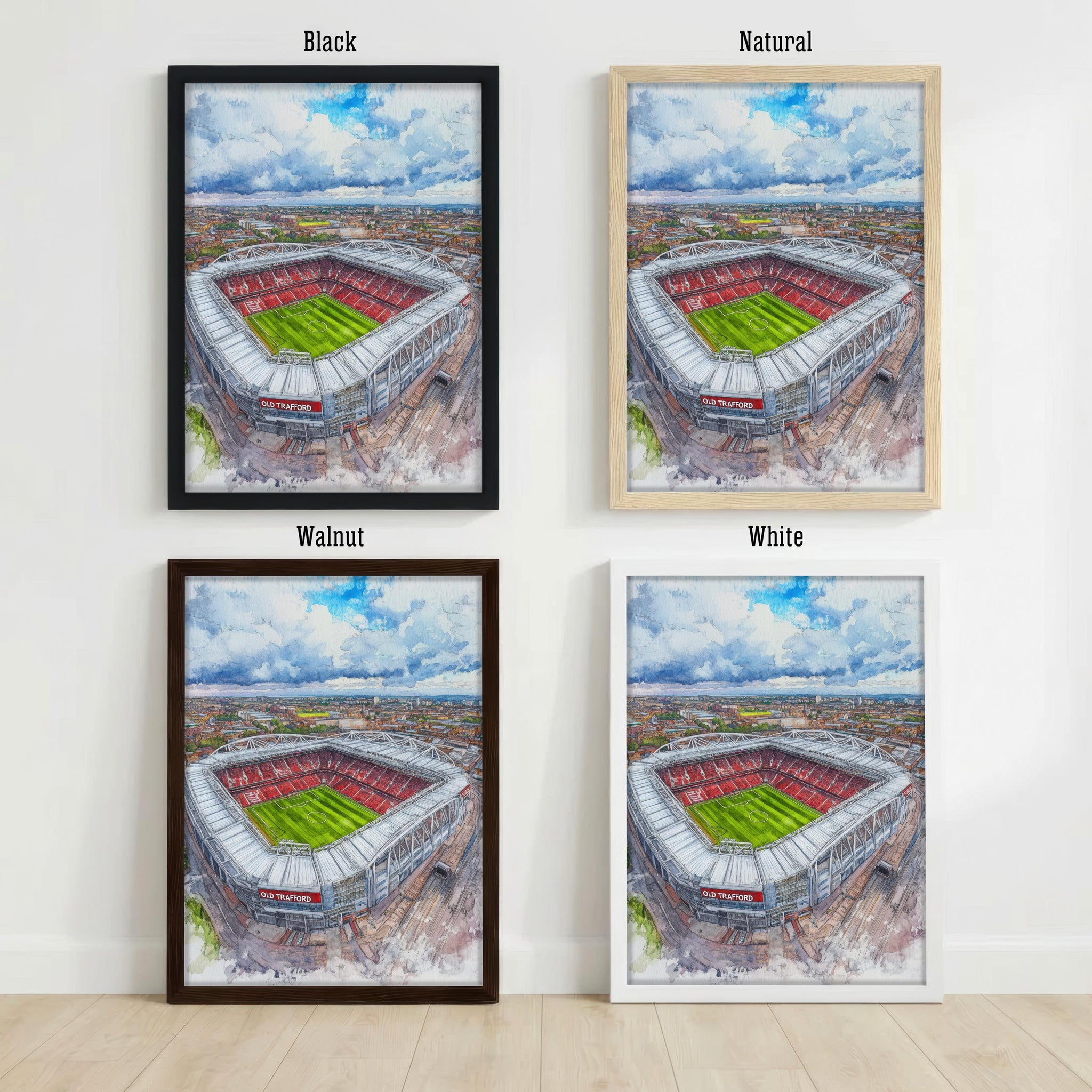 Old Trafford Manchester England Watercolor Art Print Football Stadium Wall Decor UK Landmark Travel Poster Sports Gift Home Décor