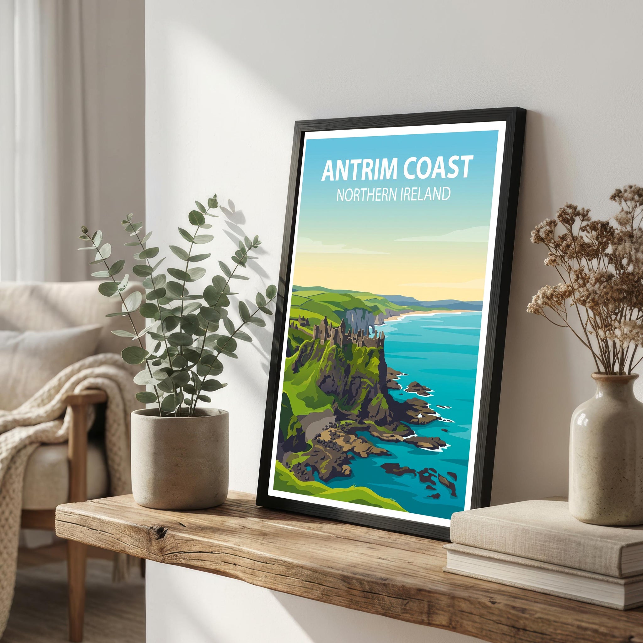 Antrim Coast Northern Ireland Art Print Coastal Landscape Wall Decor Irish Travel Poster UK Gift Home Décor