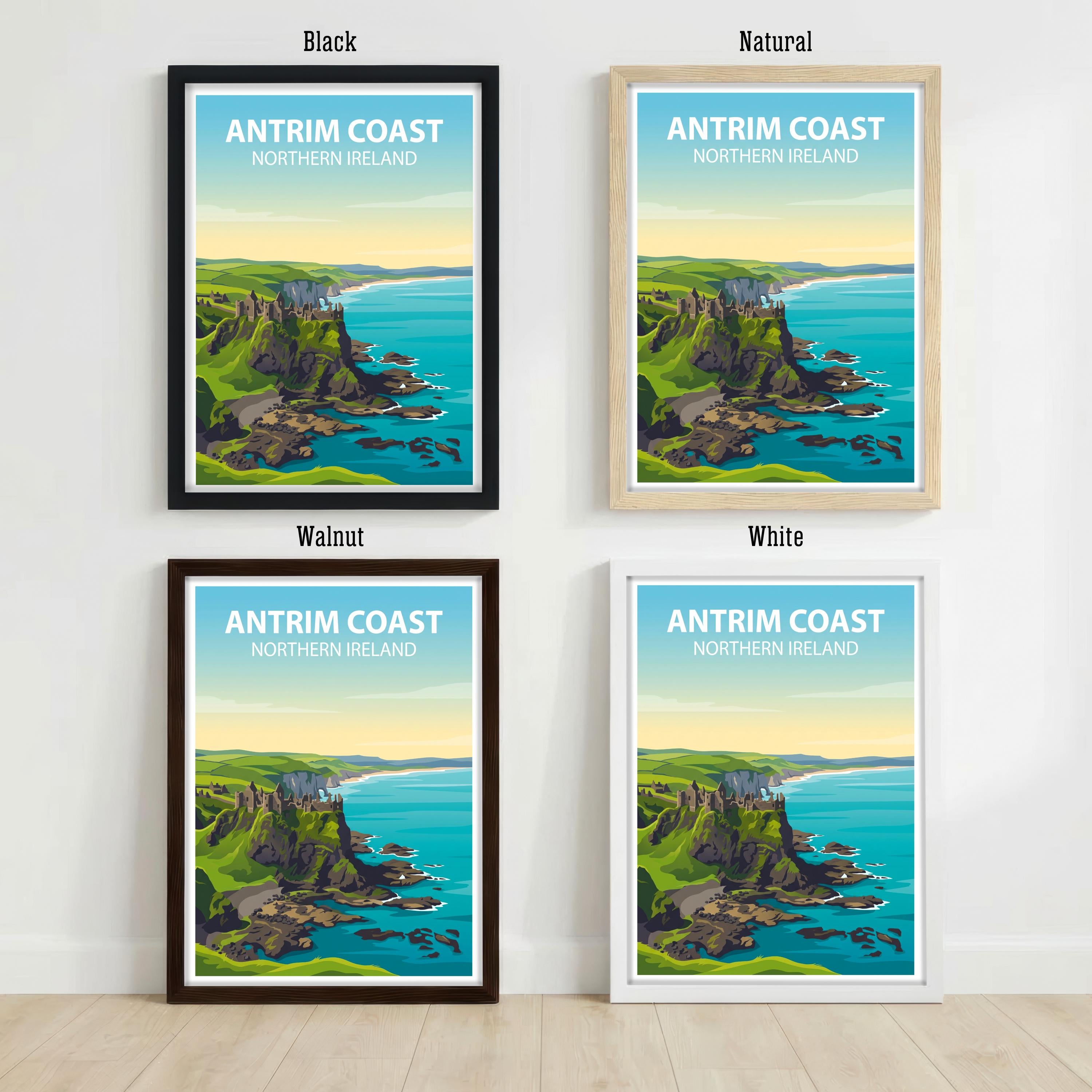 Antrim Coast Northern Ireland Art Print Coastal Landscape Wall Decor Irish Travel Poster UK Gift Home Décor