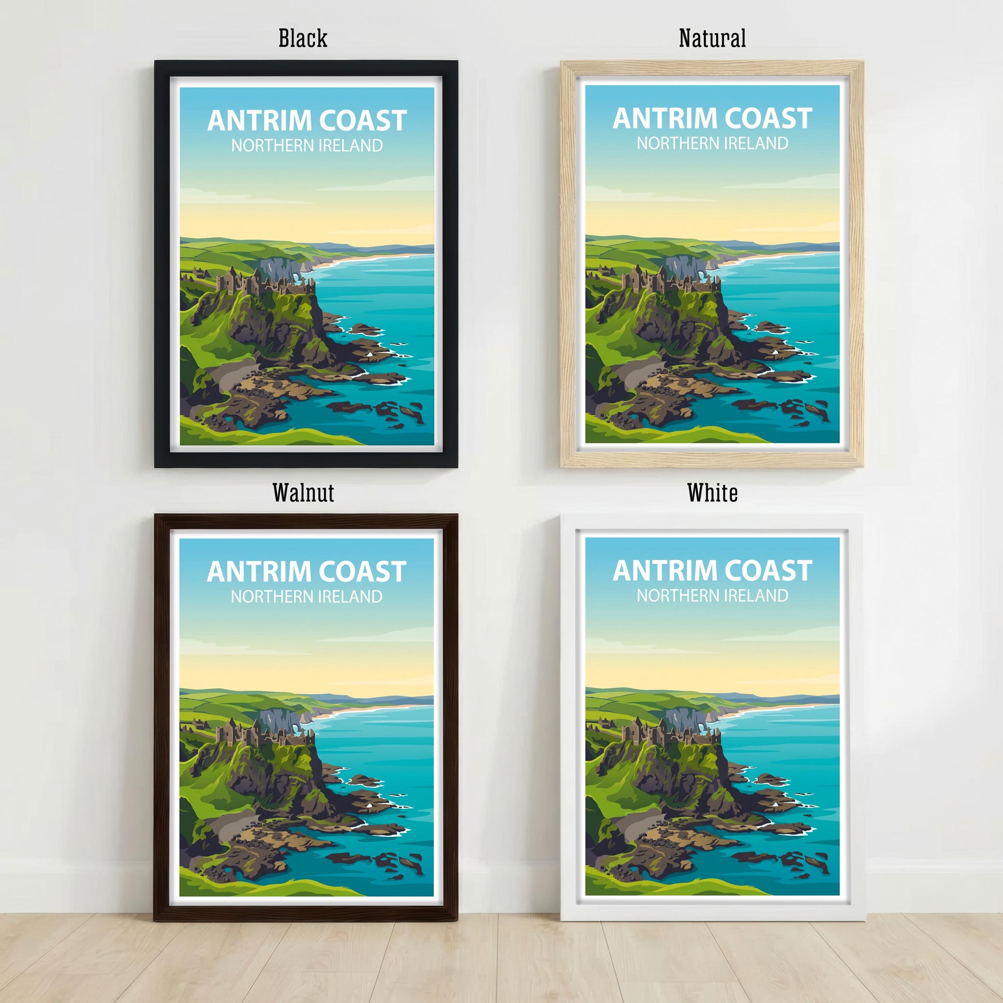 Antrim Coast Northern Ireland Art Print Coastal Landscape Wall Decor Irish Travel Poster UK Gift Home Décor