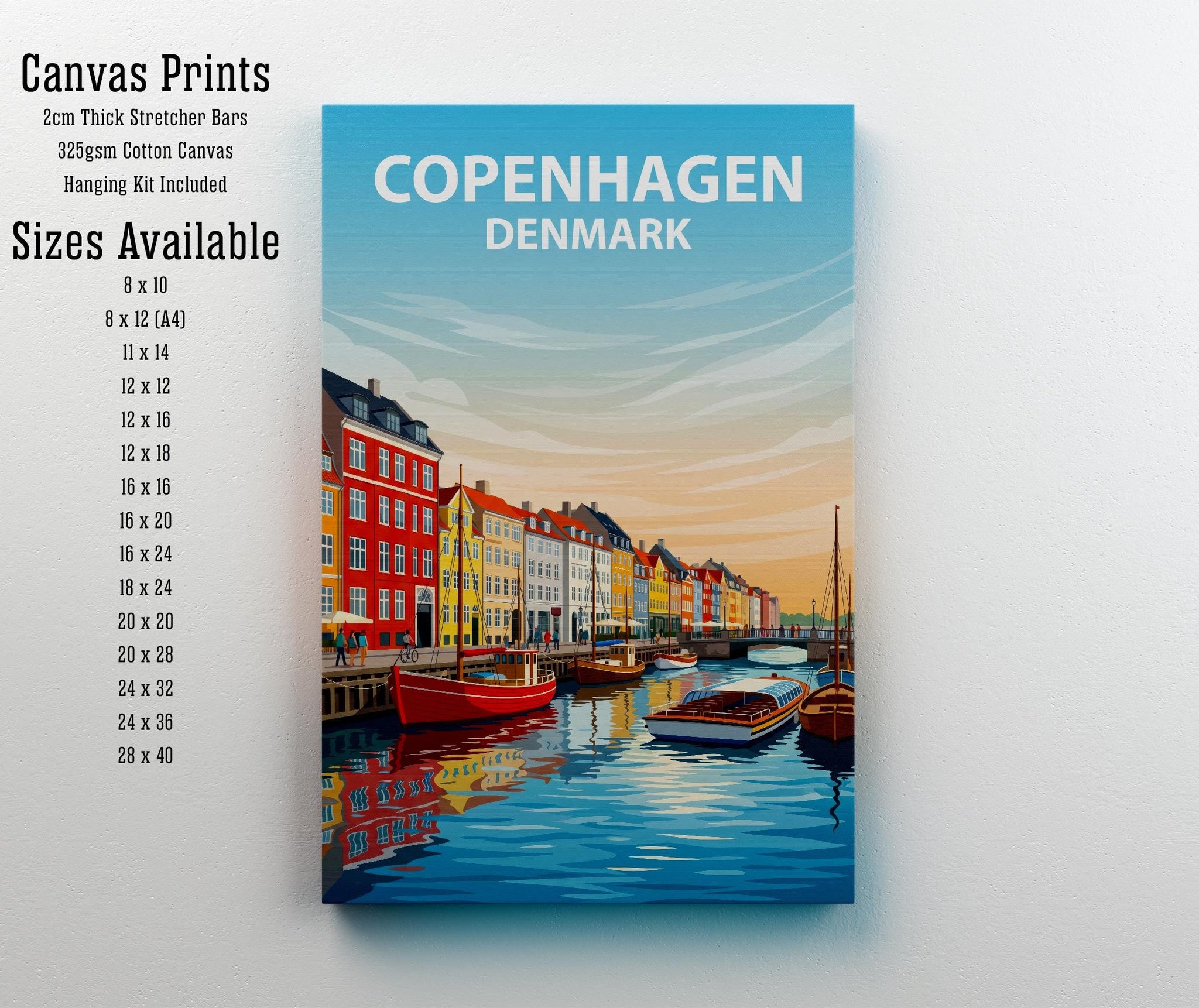 Copenhagen Denmark Art Print Scandinavian City Wall Decor Nordic Travel Poster European Gift Home Décor