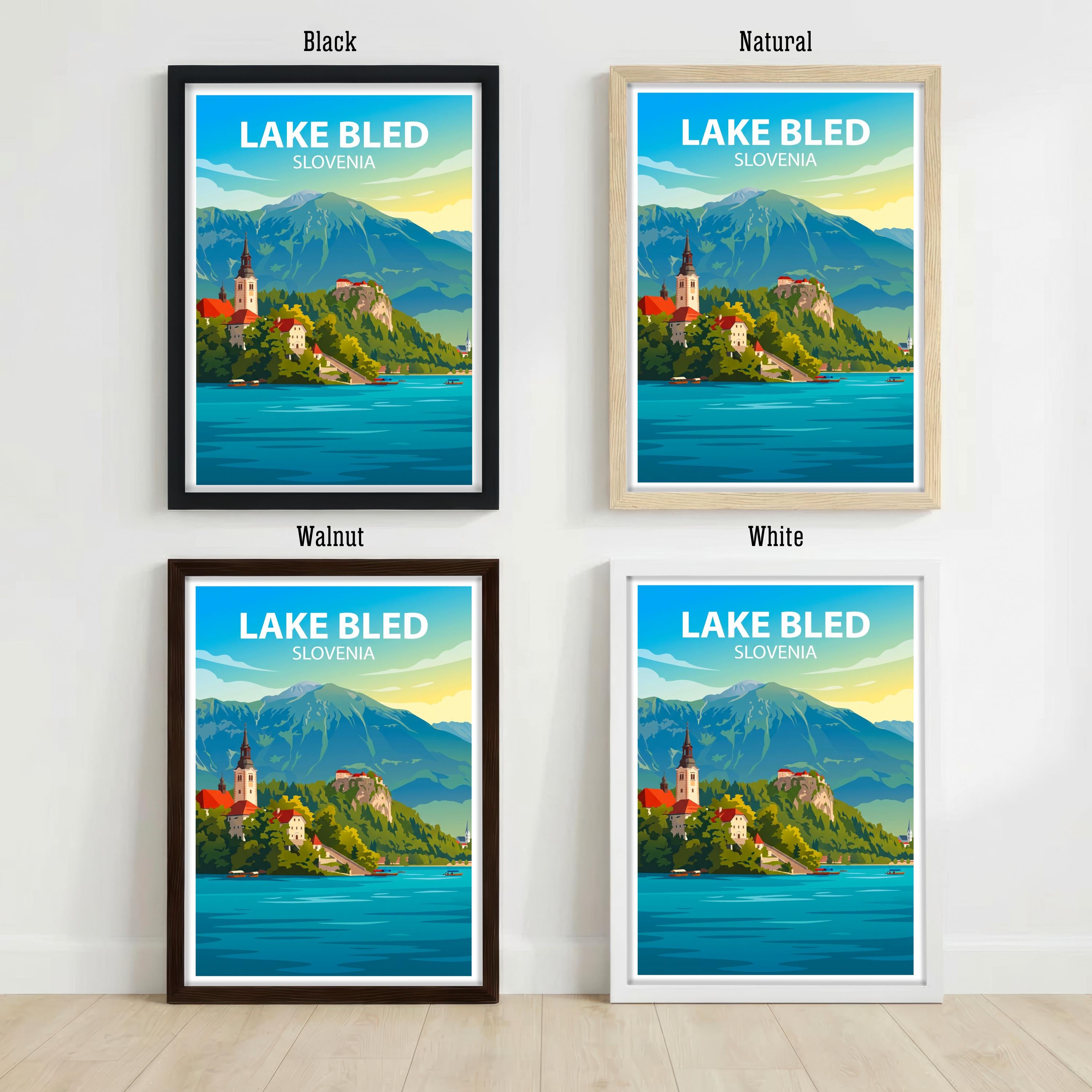 Lake Bled Slovenia Art Print Alpine Lake Wall Decor Scenic Landscape Travel Poster European Gift Home Décor