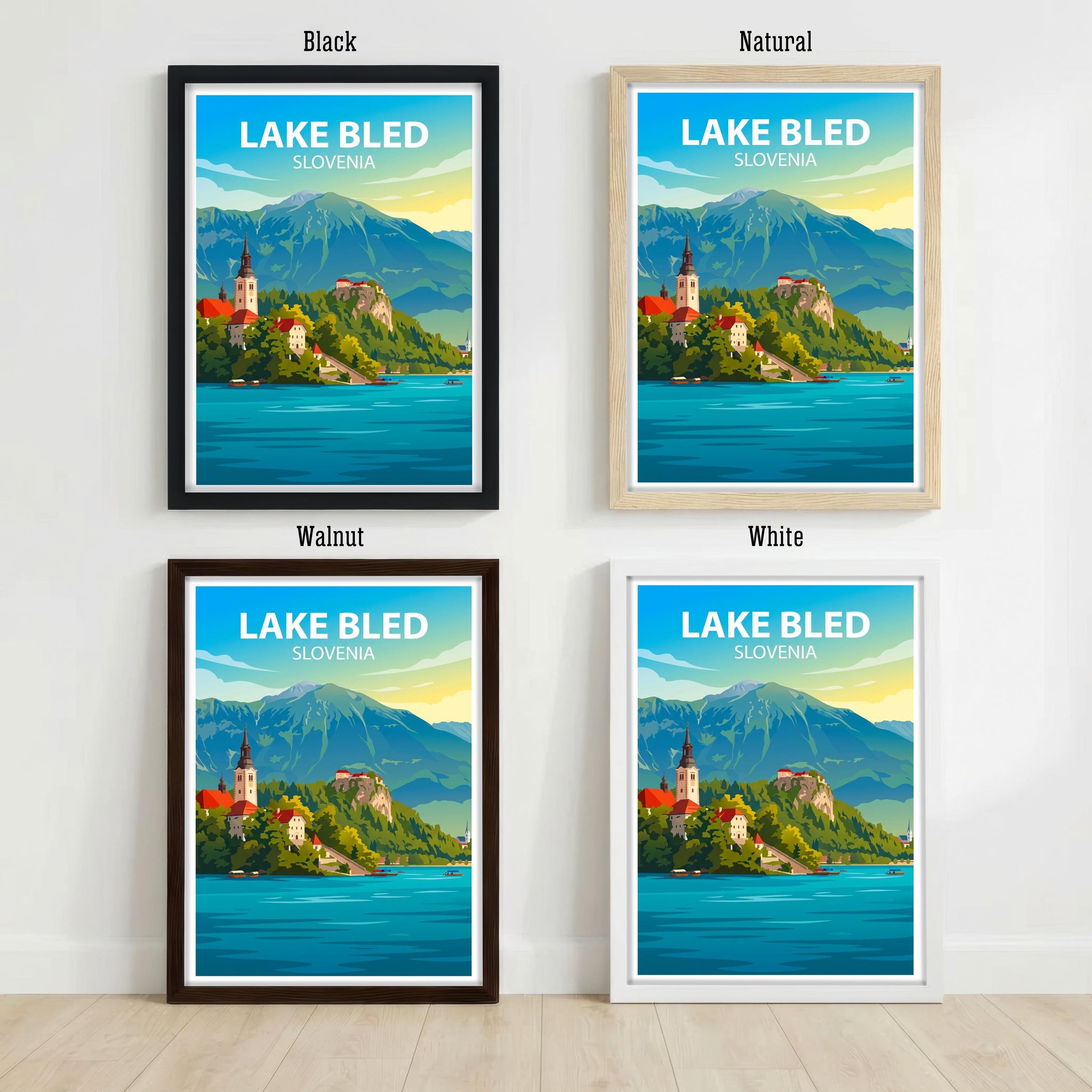Lake Bled Slovenia Art Print Alpine Lake Wall Decor Scenic Landscape Travel Poster European Gift Home Décor